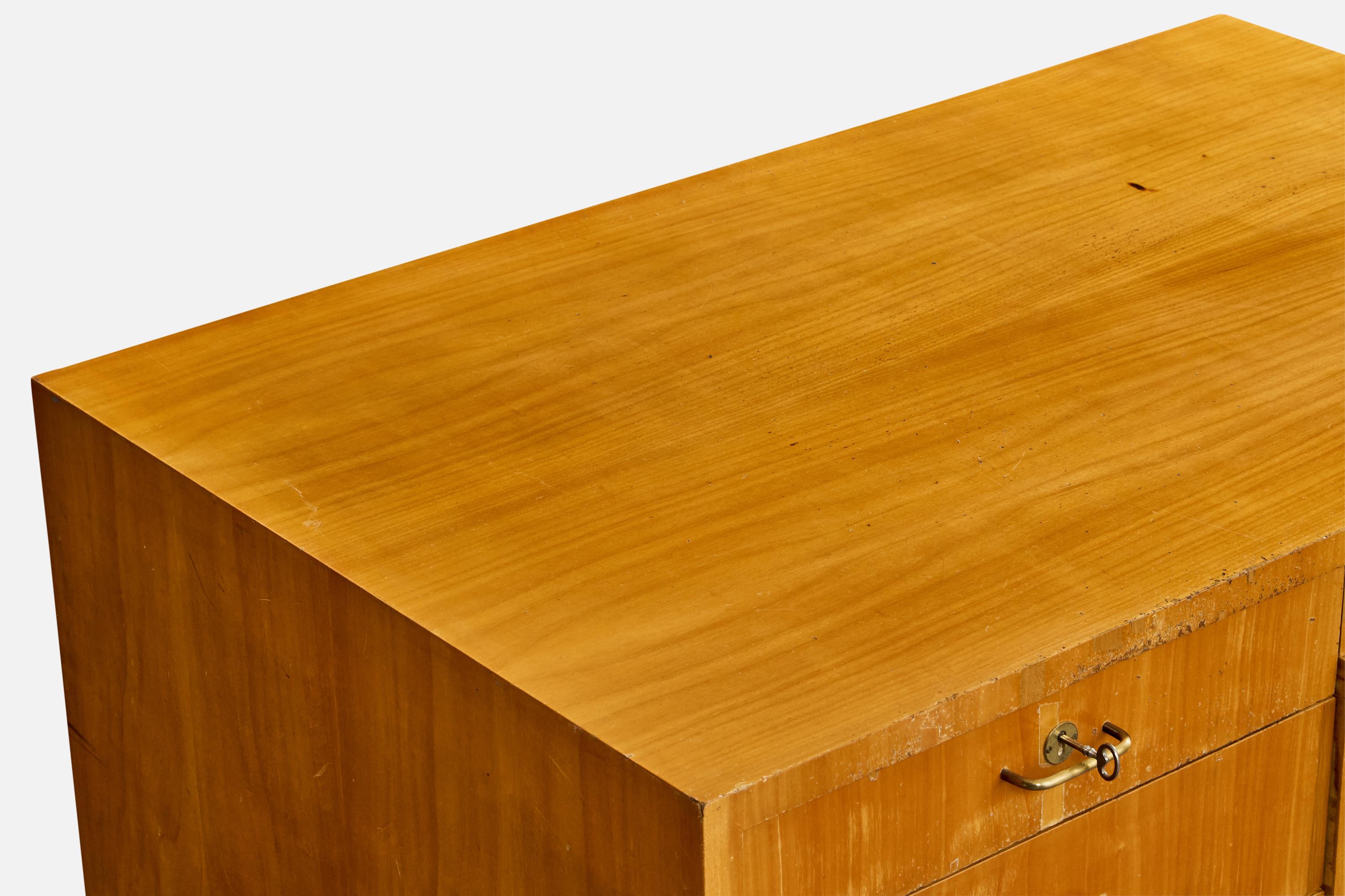 Jacques Quinet, Desk, Cherrywood, Brass, France, 1960 im Angebot 2