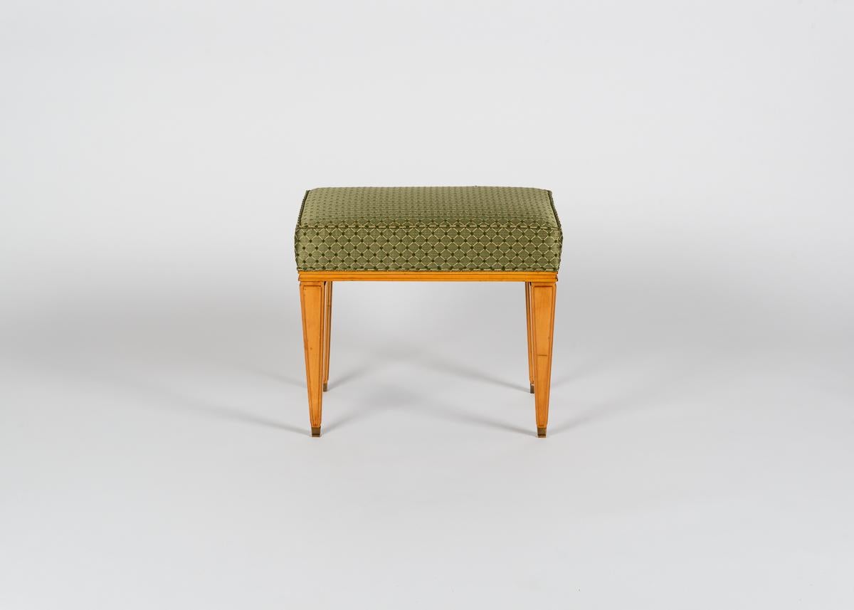 Carved Jacques Quinet, Fine Rectangular Stool, France, circa 1947 For Sale