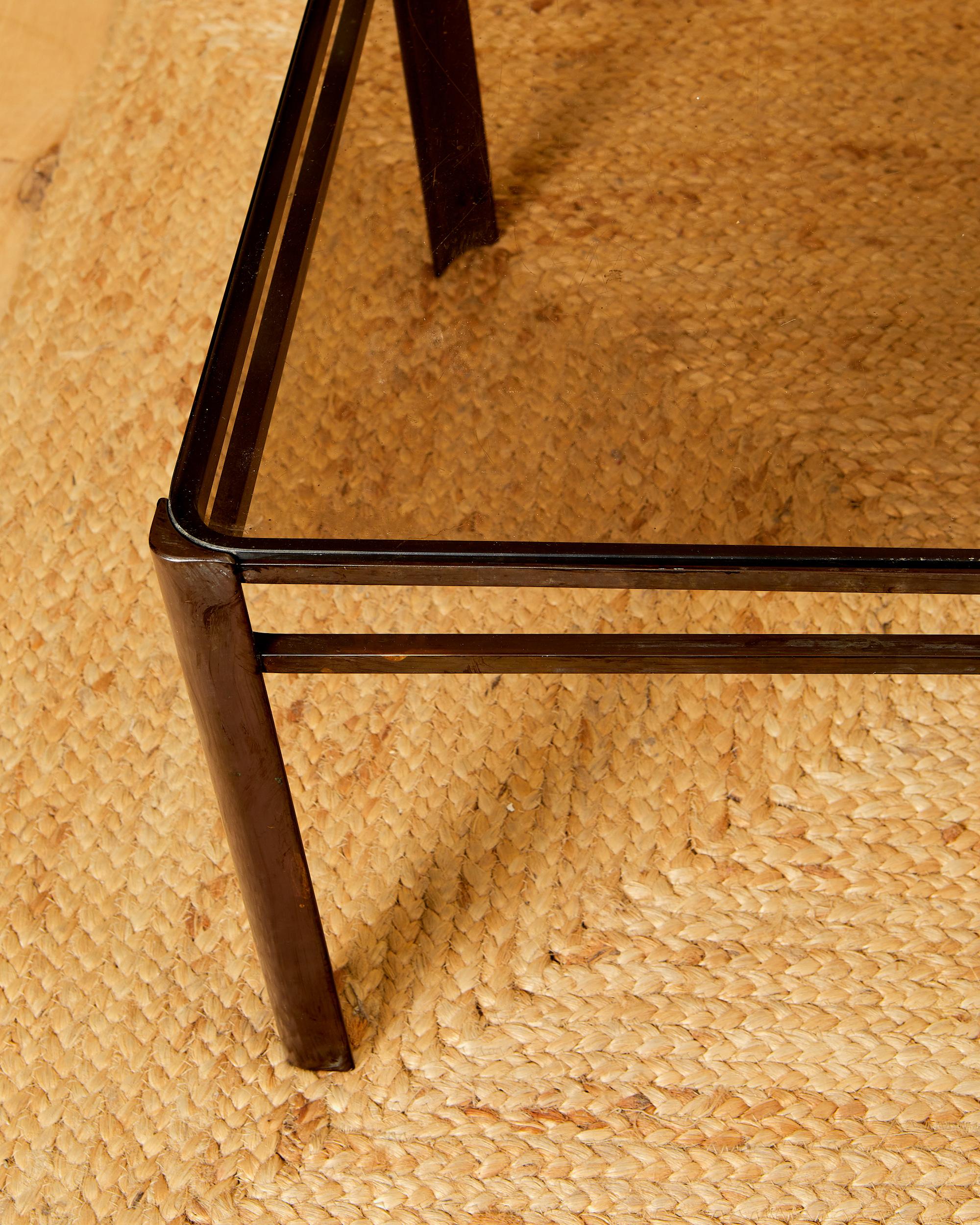 Bronze Jacques Quinet for Mallabert, coffee table, bronze, circa 1970, France.