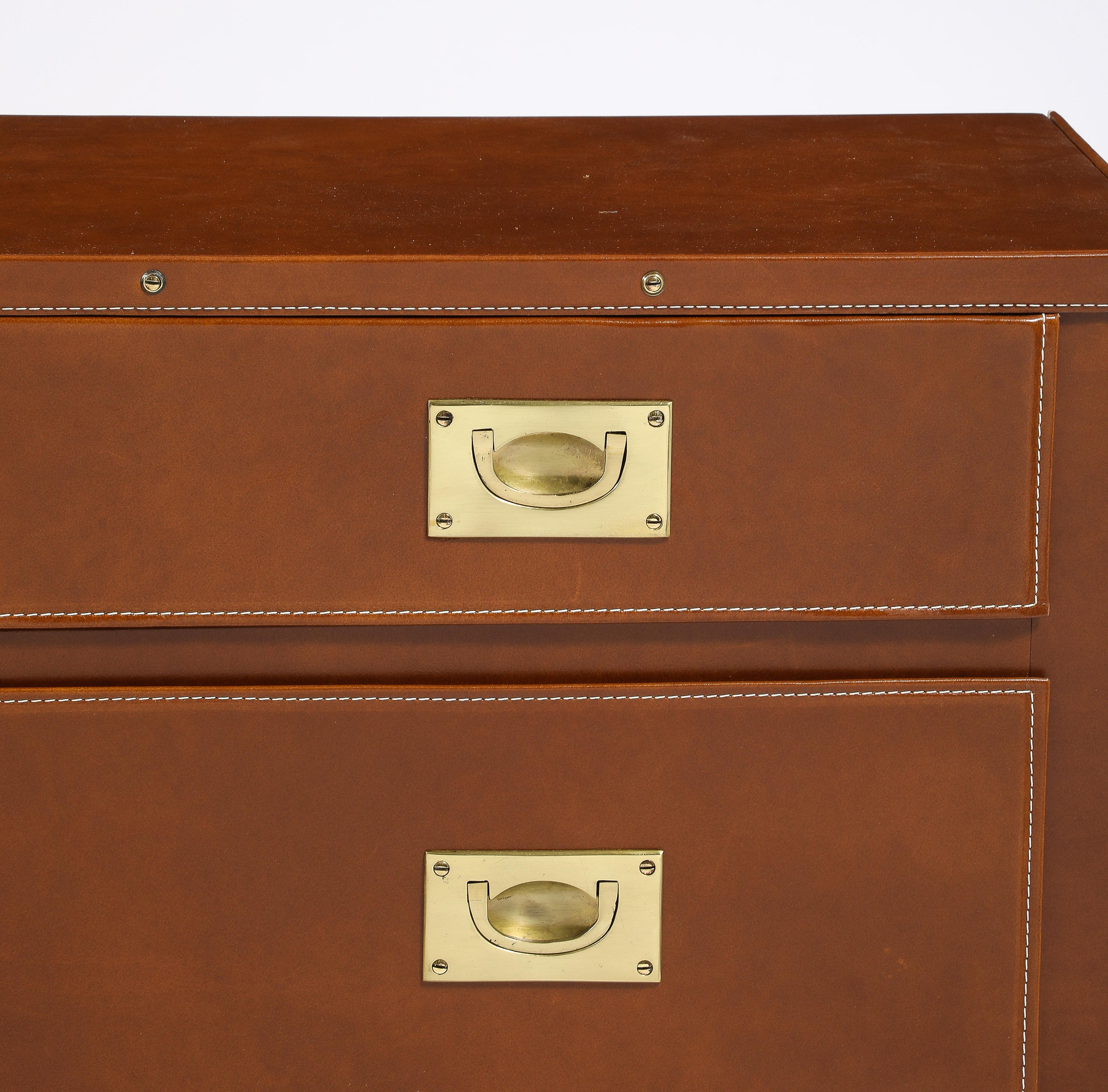 Mid-Century moderno Cassapanca in pelle di Jacques Quinet, Francia, anni '50 in vendita