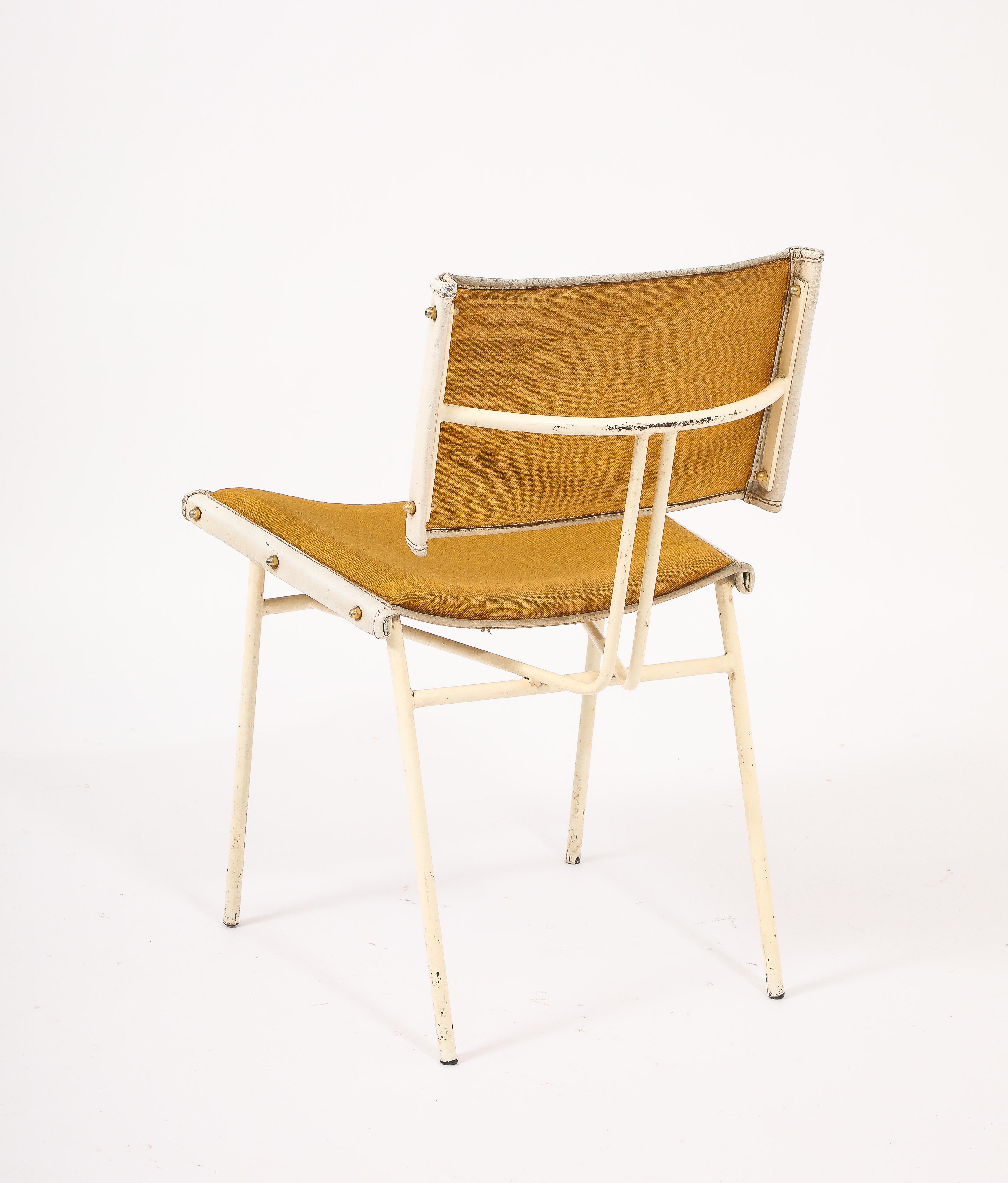 Jacques Quinet Marigold Esszimmerstühle, Frankreich 1950er Jahre (Messing) im Angebot
