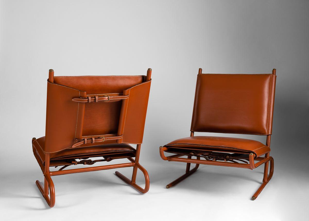 Mid-Century Modern Jacques Quinet, Pair Lounge Chairs, France, circa 1955