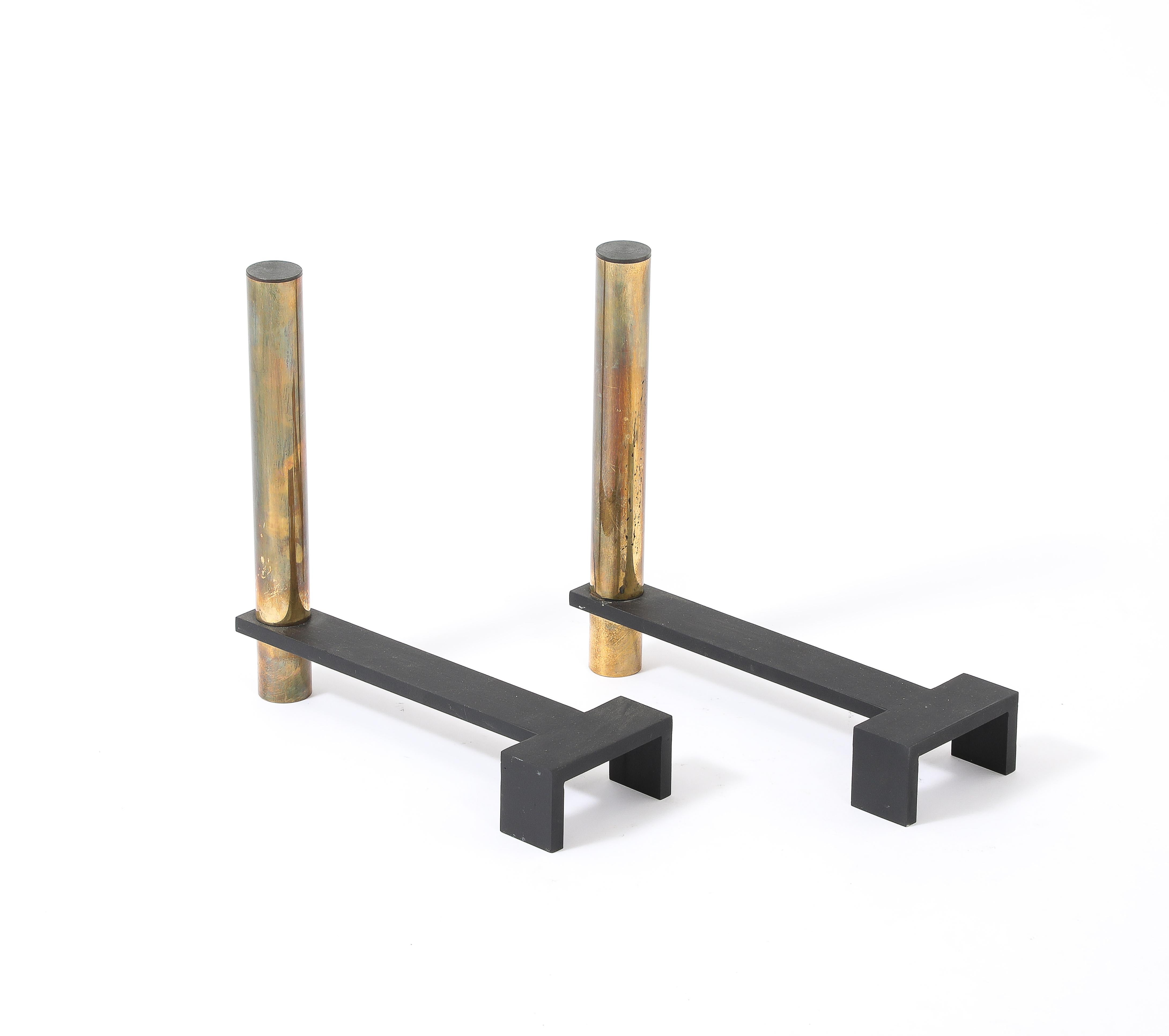 20ième siècle Andirons simples de Jacques Quinet, France 1950's en vente