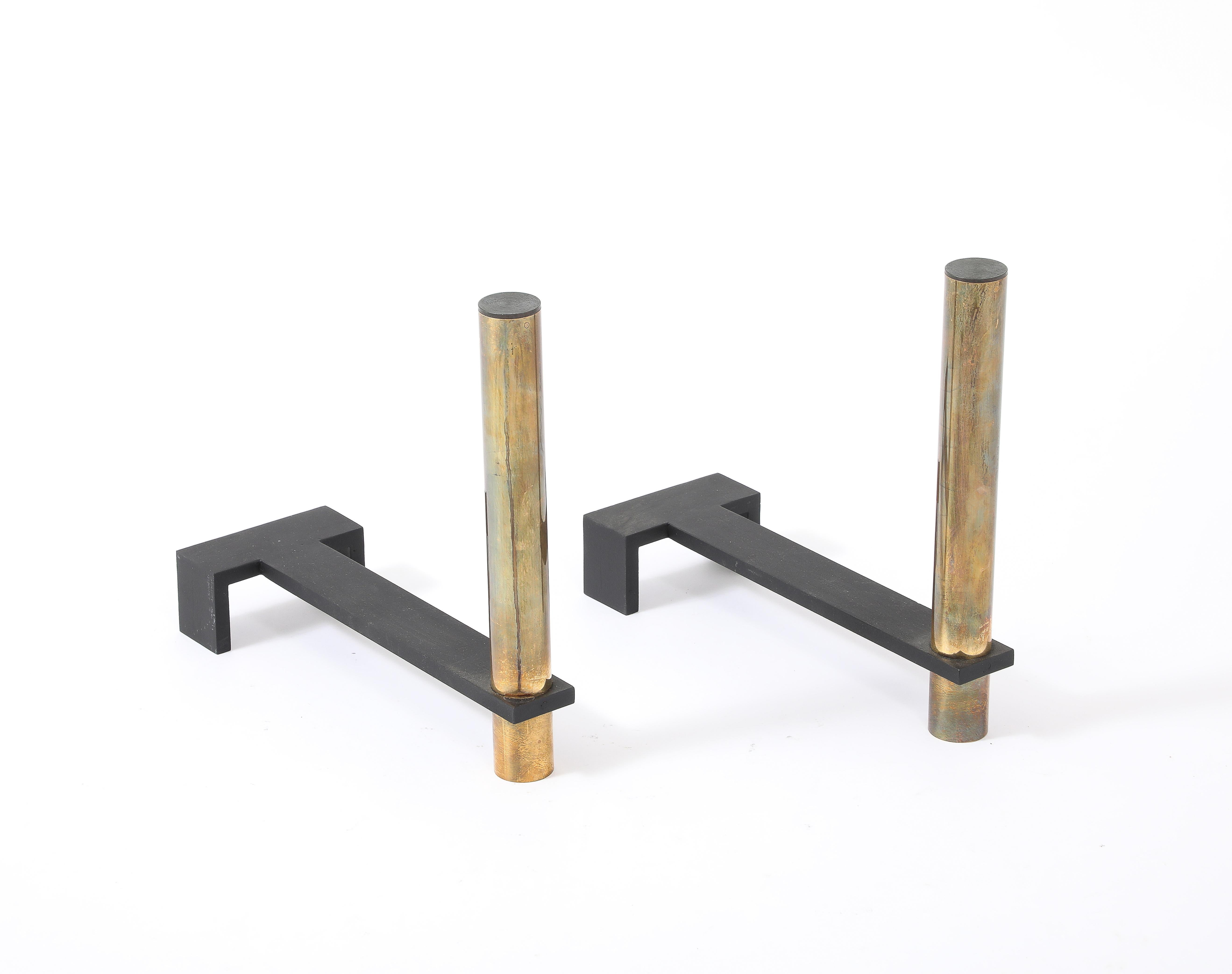 Andirons simples de Jacques Quinet, France 1950's en vente 1