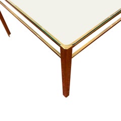 Jacques Quinet Brass and Glass Square Coffee Table, France, 1940s
