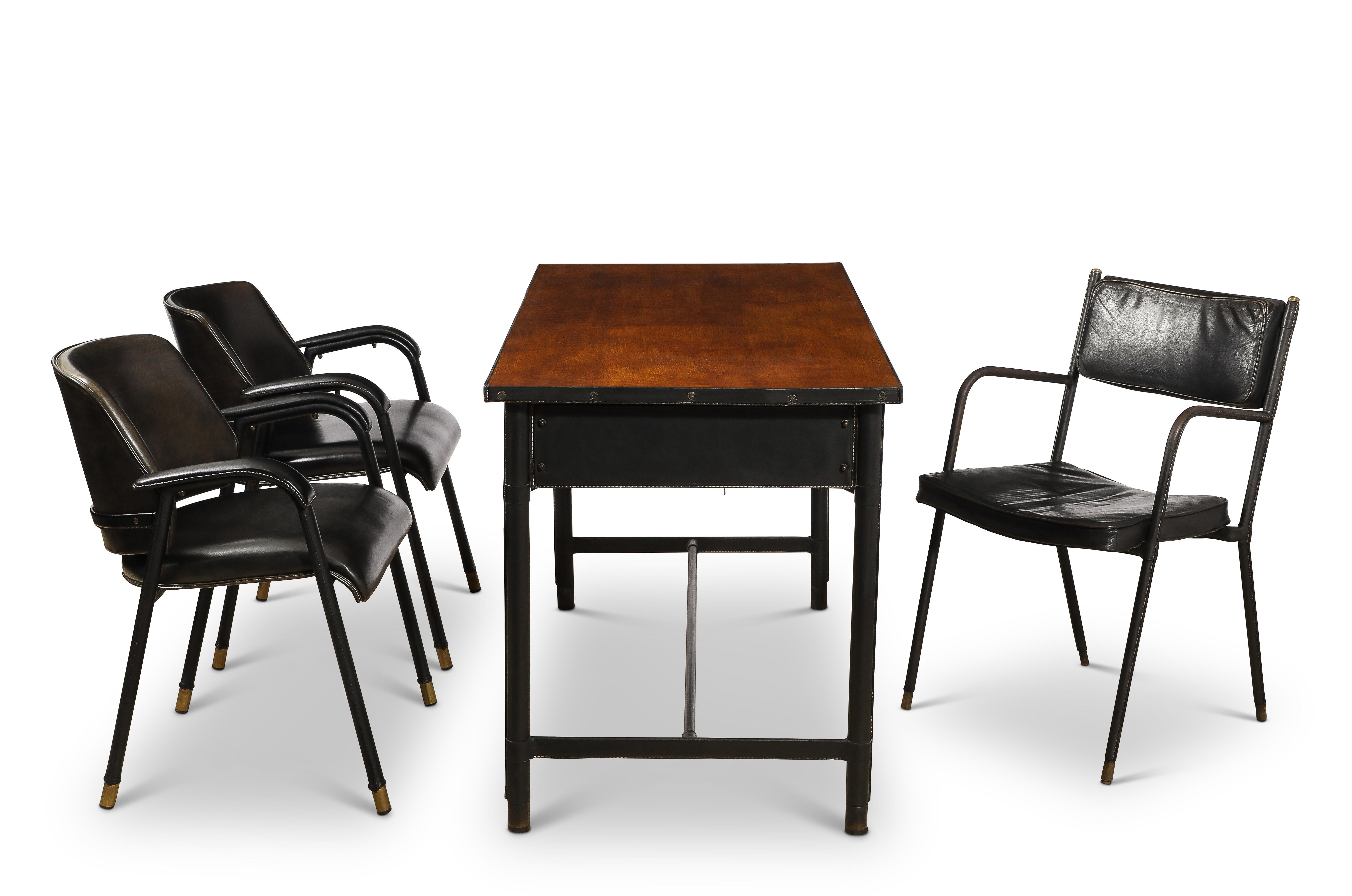 Francese Jacques Quinet Two Tiered Desk, France 1950's in vendita