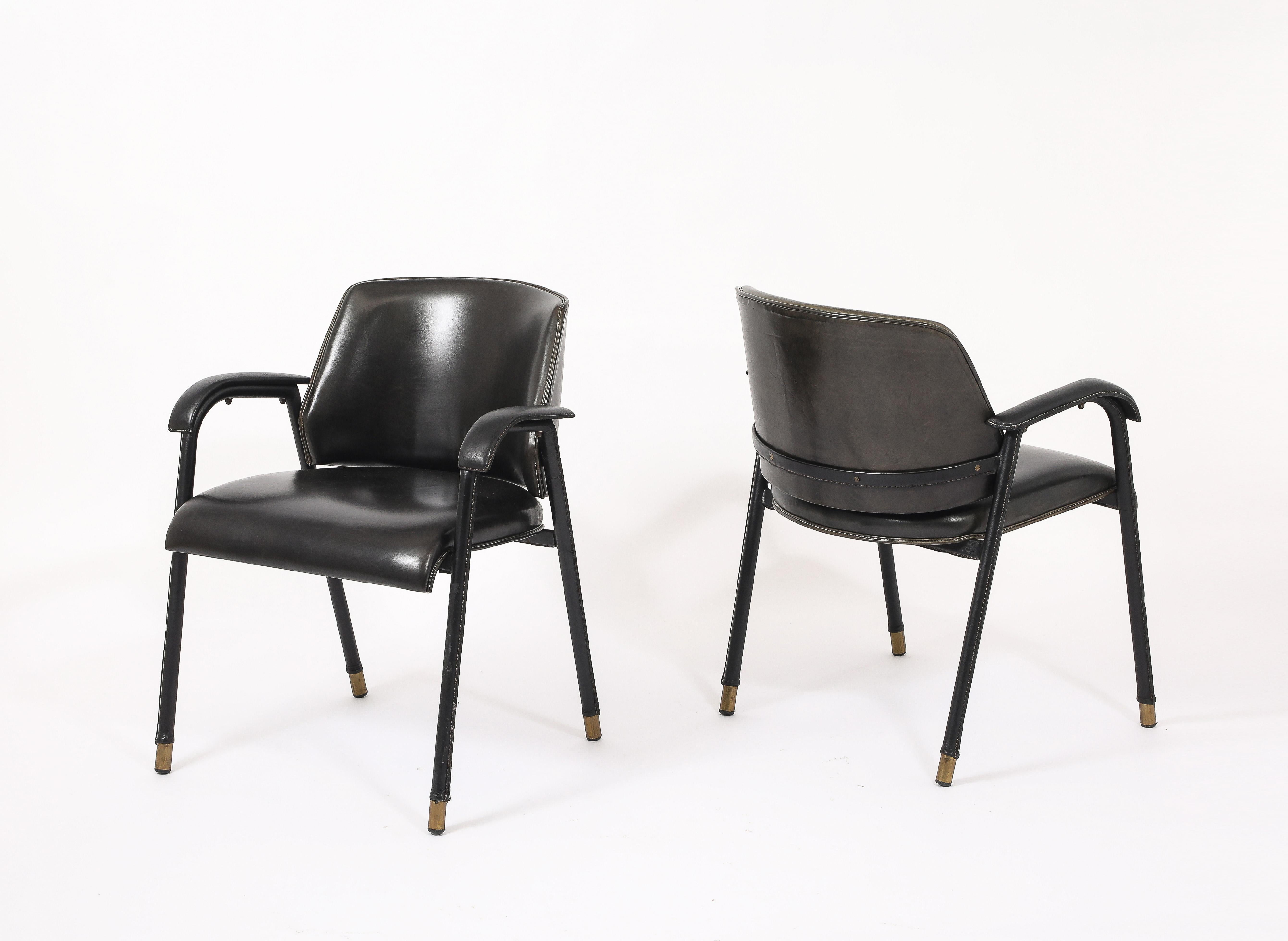 Jacques Quinet Besucherstühle, Frankreich 1950er Jahre im Angebot 7