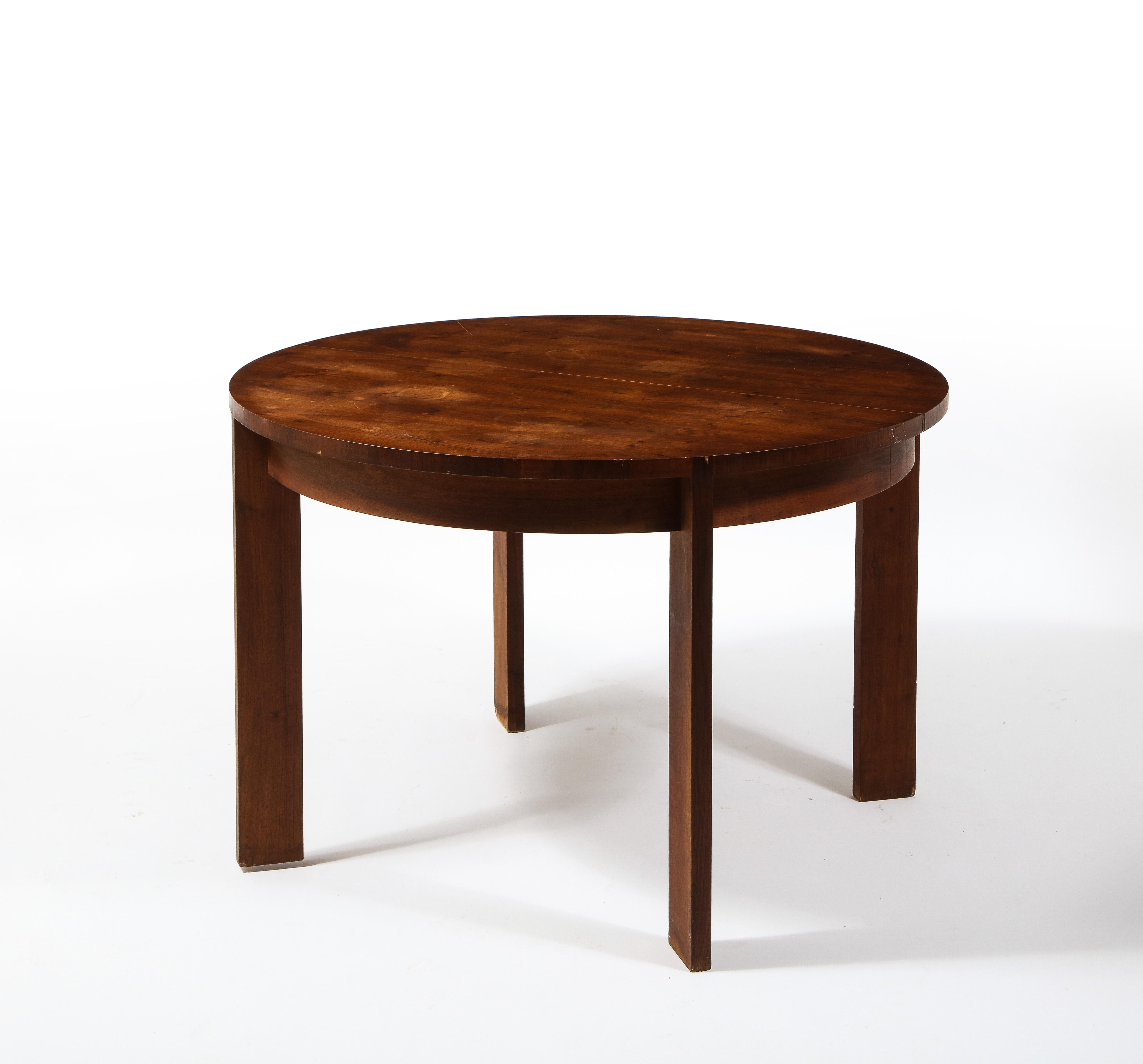 French Jacques Quinet Walnut Dining Table, France 1950's 