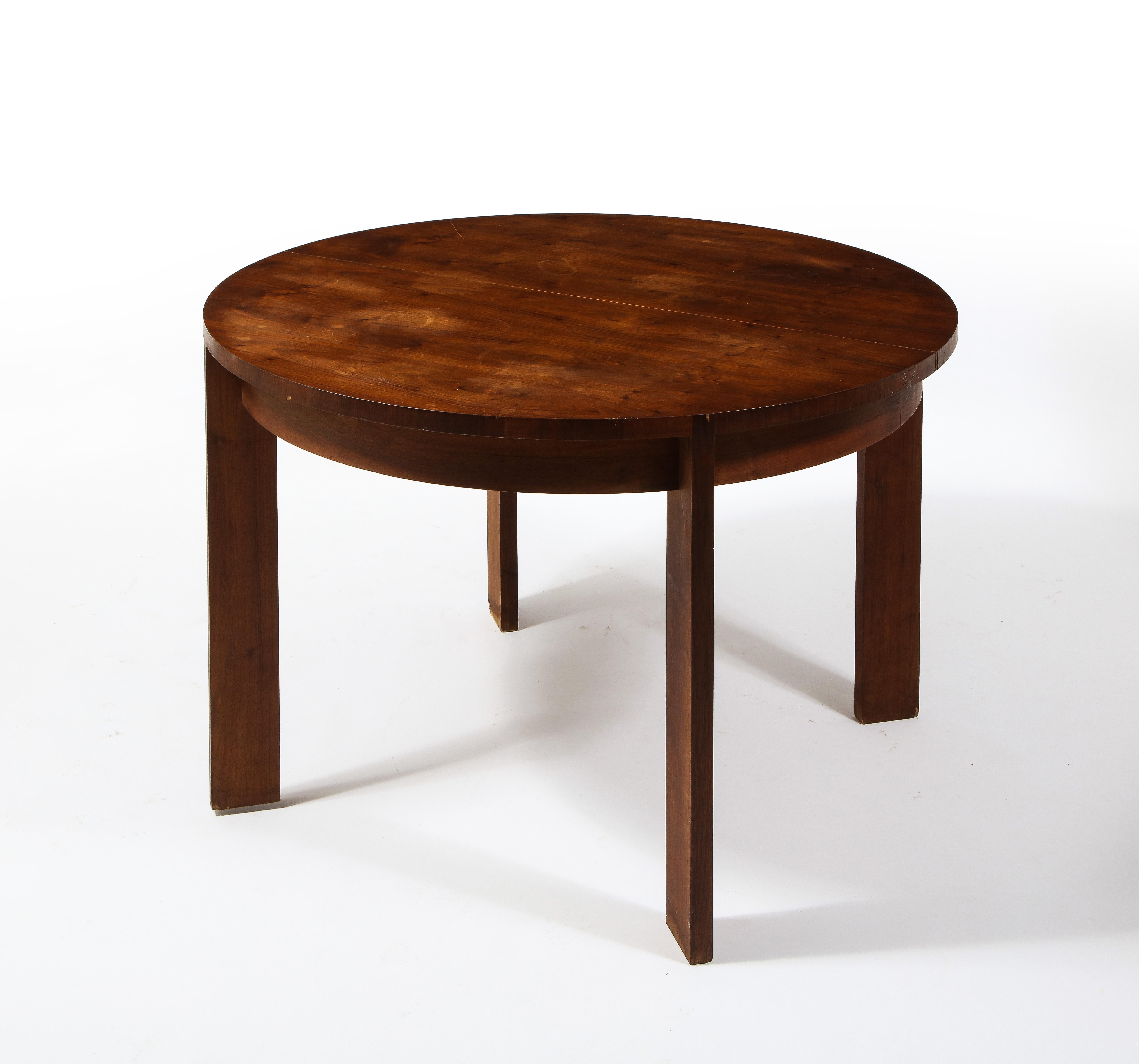 Jacques Quinet Walnut Dining Table, France 1950's  In Good Condition In New York, NY