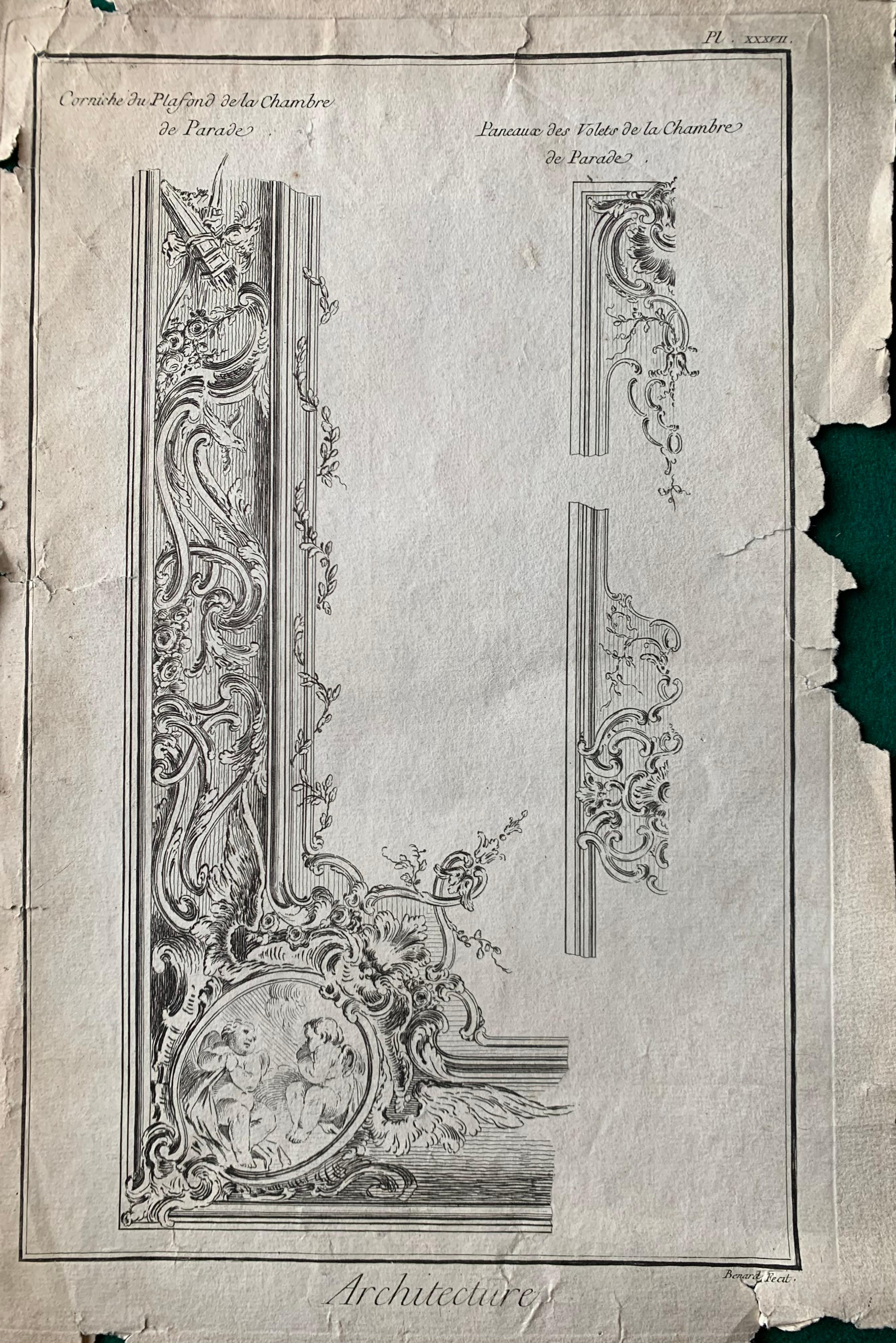 Jacques Renaud Bernard, 5er-Set Gravuren von Architektur, 18. Jahrhundert (Graviert) im Angebot