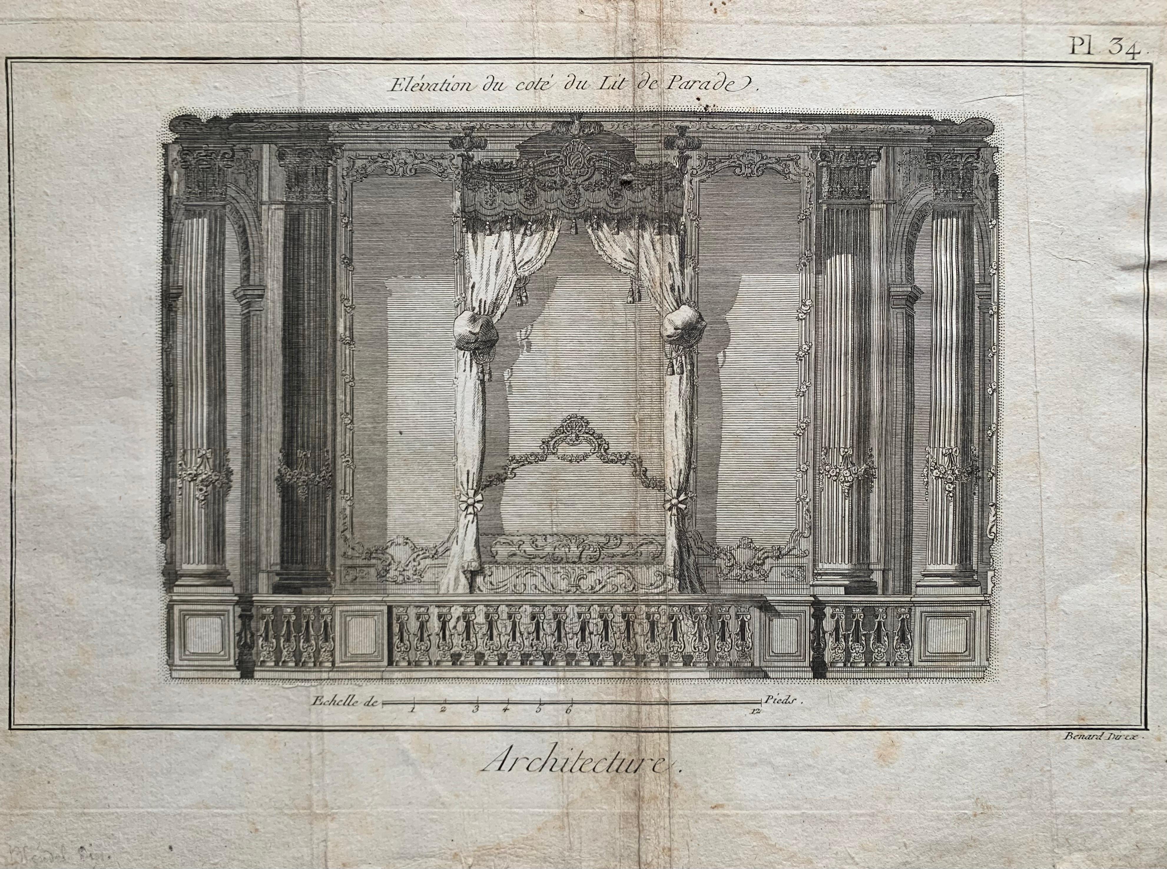 Jacques Renaud Bernard, Set of 5 Engraving of Architecture, 18th Century In Fair Condition For Sale In Beuzevillette, FR