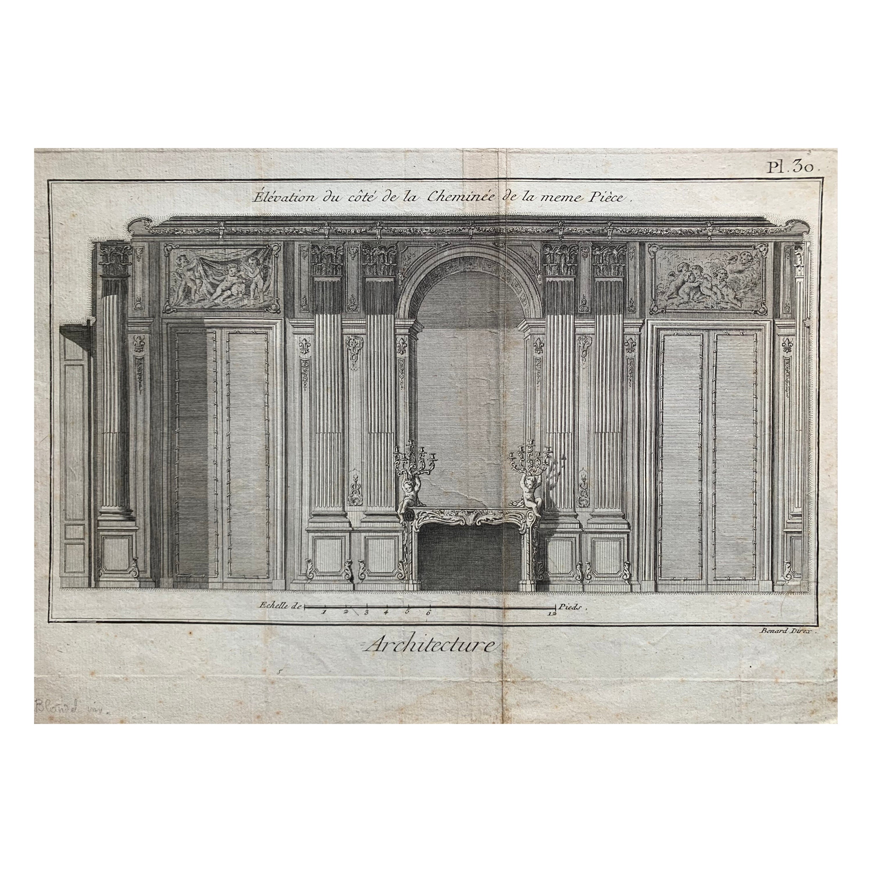 Jacques Renaud Bernard, Set of 5 Engraving of Architecture, 18th Century