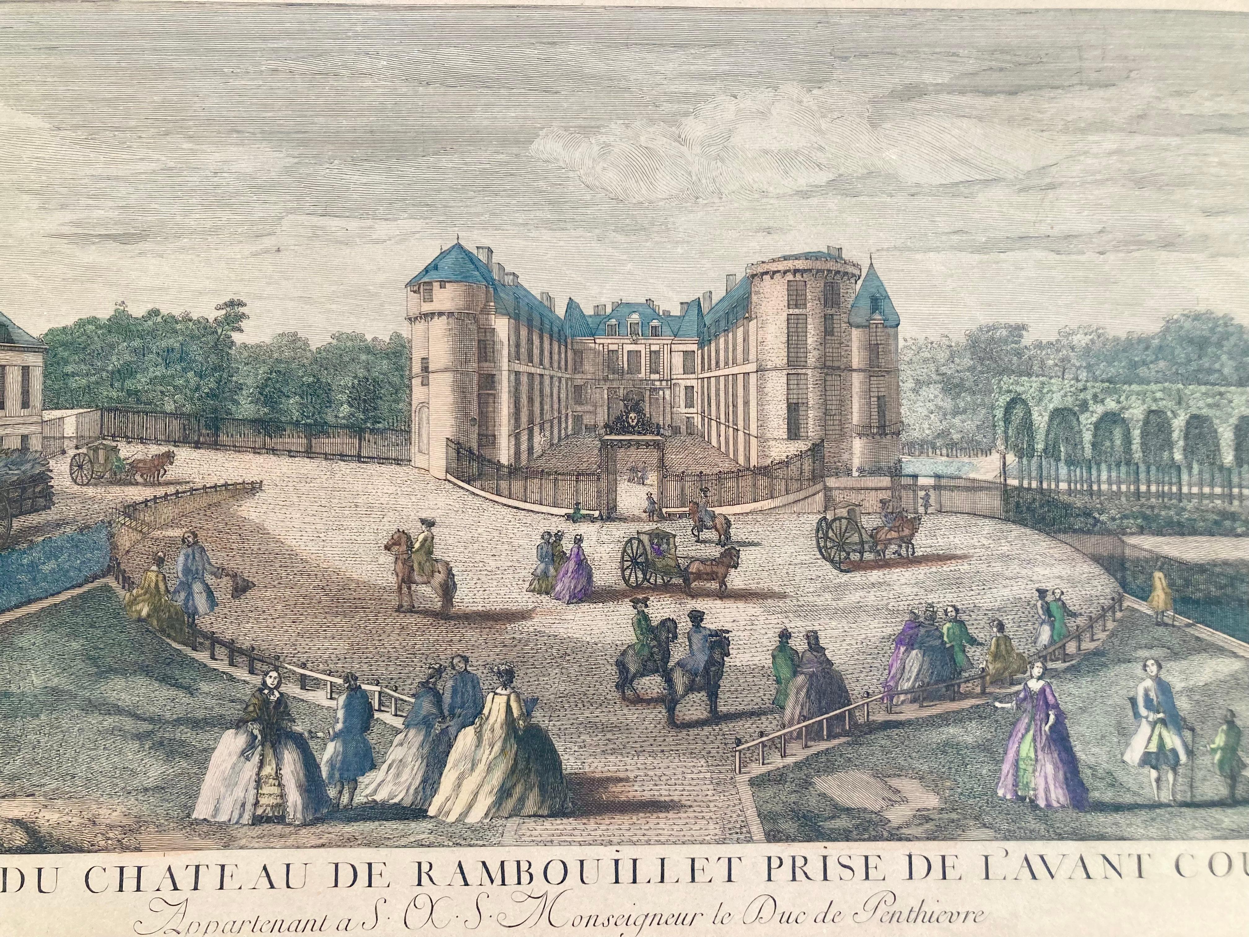 Jacques Rigaud Gravur Chateau Rambouillet im Zustand „Gut“ im Angebot in Los Angeles, CA