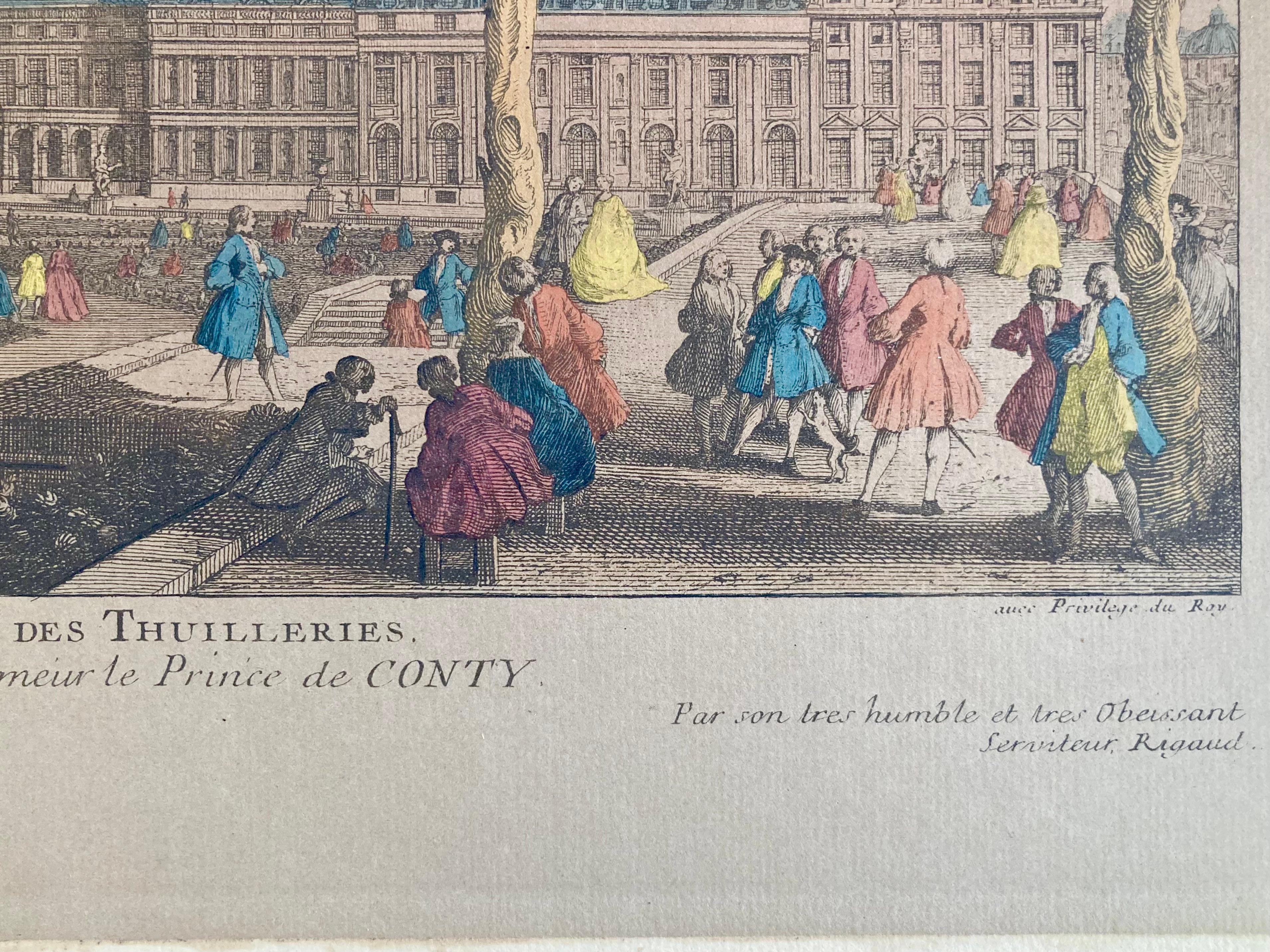 Jacques Rigaud Engraving Palais Des Thuilleries In Good Condition For Sale In Los Angeles, CA