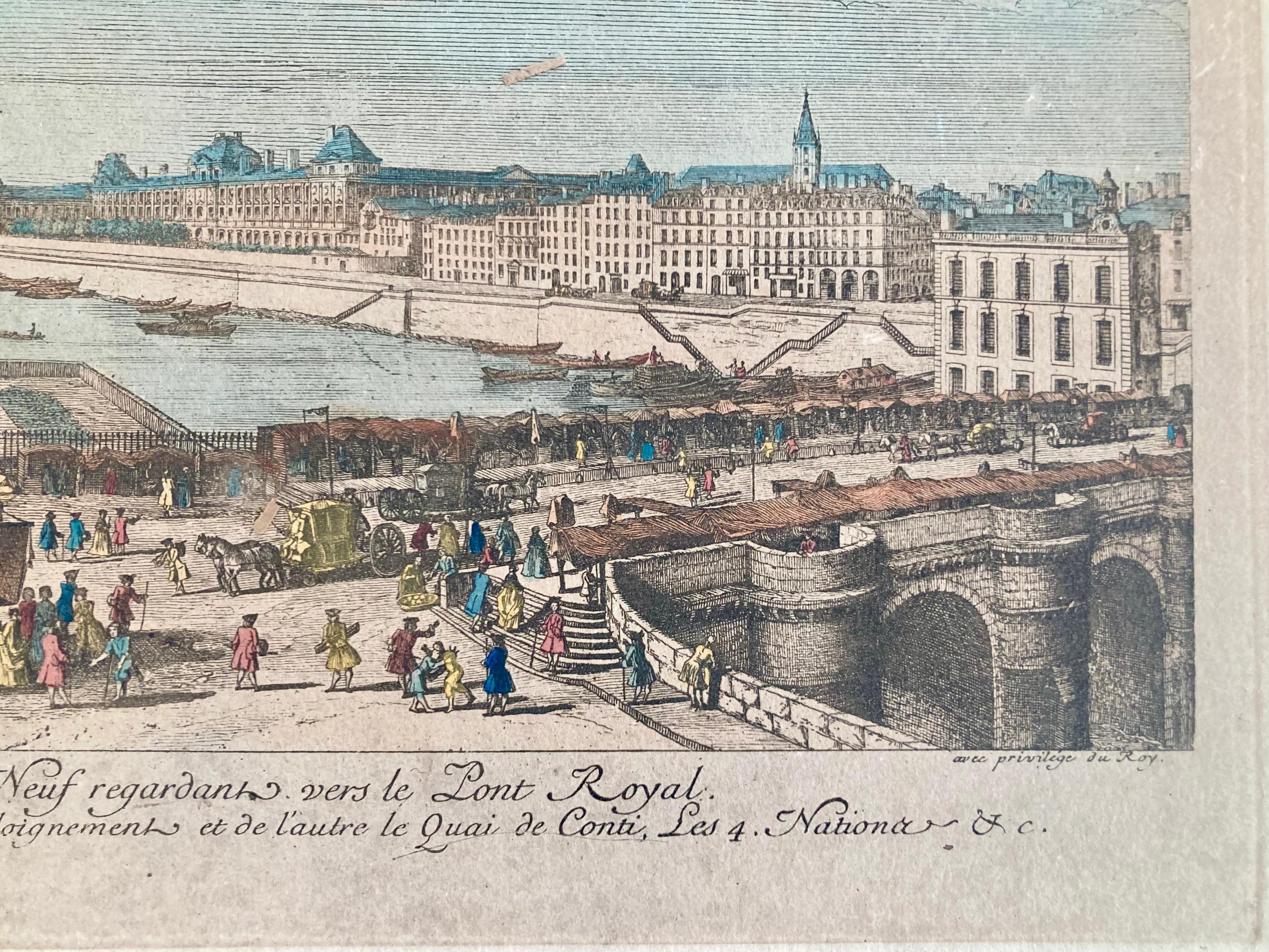 Jacques Rigaud Kupferstich Pont Neuf mit Gravur (Graviert) im Angebot