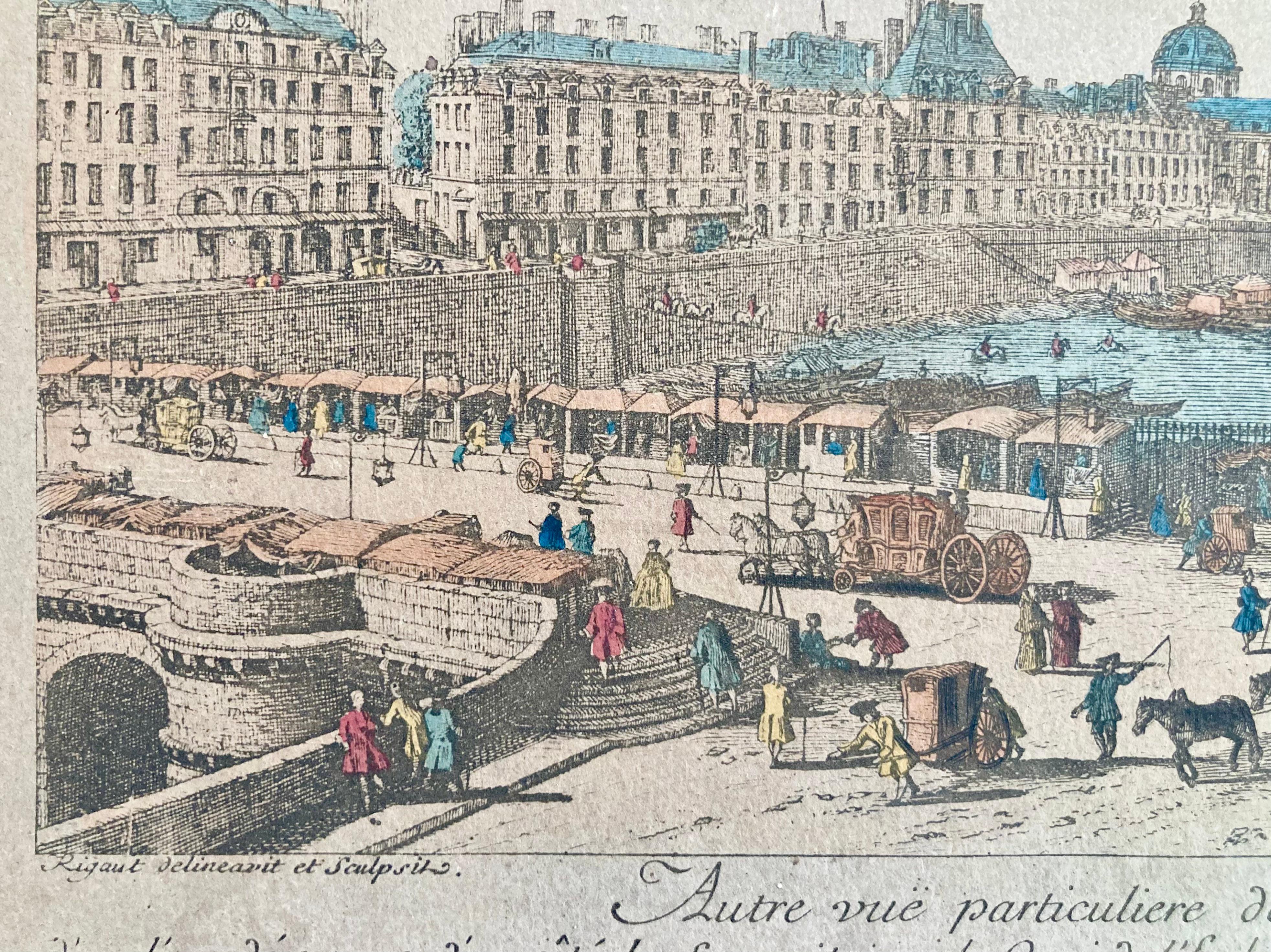 Jacques Rigaud Kupferstich Pont Neuf mit Gravur (18. Jahrhundert und früher) im Angebot