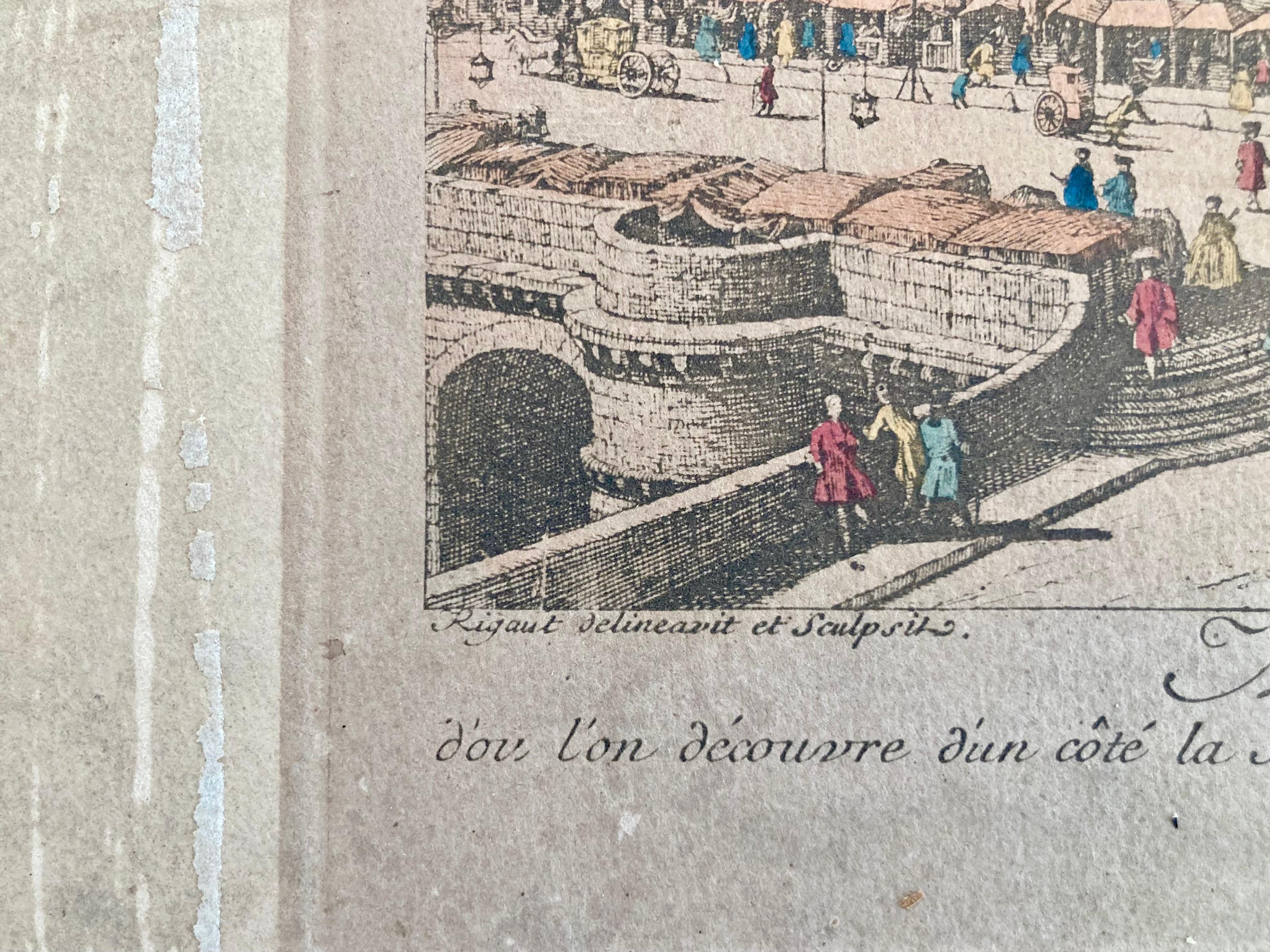 Jacques Rigaud Kupferstich Pont Neuf mit Gravur (Papier) im Angebot