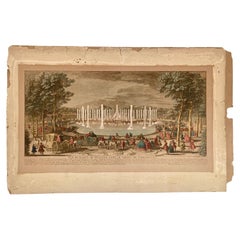 Gravure de Jacques Rigaud Vue du Bassin de Neptune Jardin de Versailles