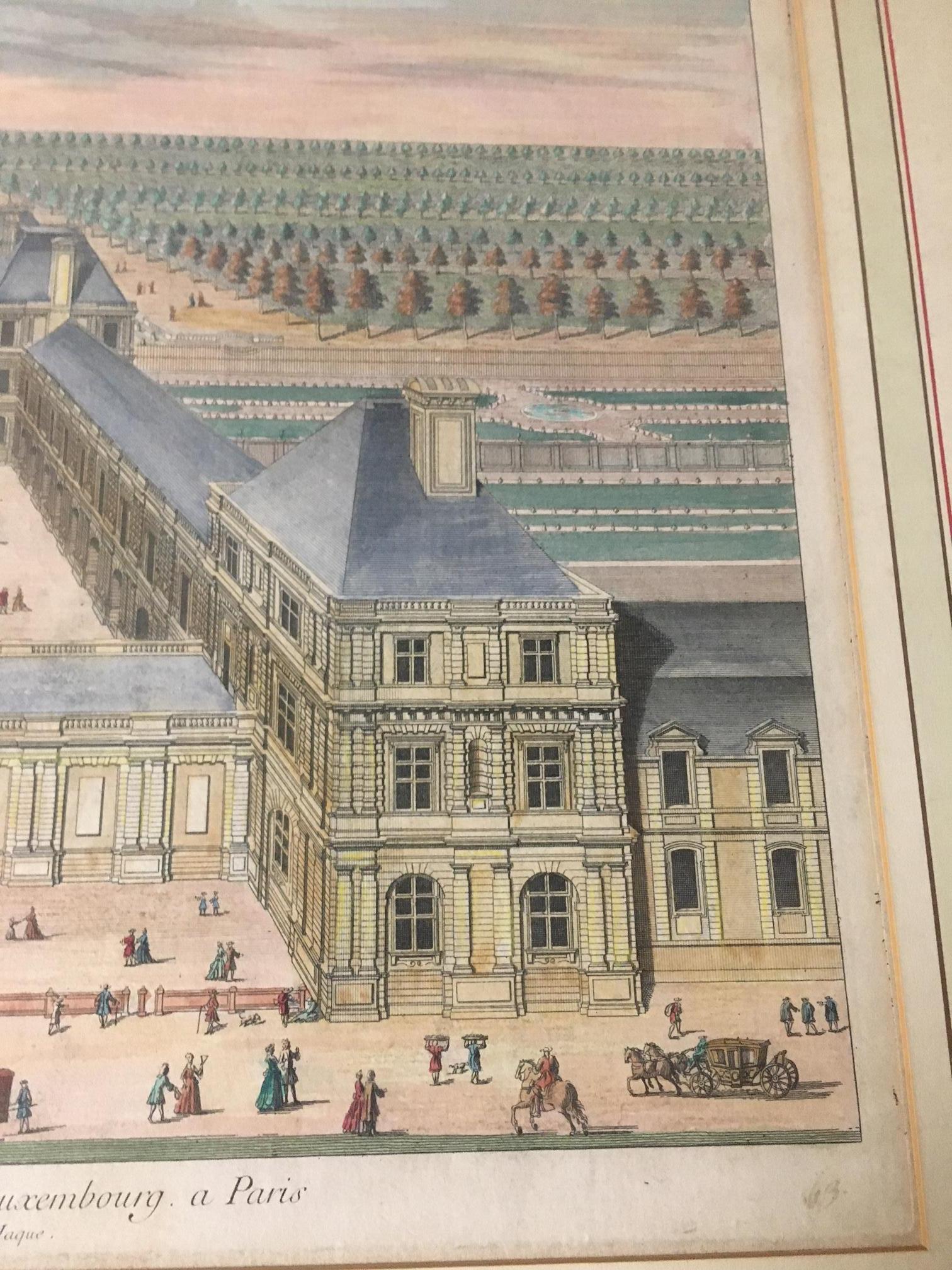 Jacques Rigaud Paris Engravings Pair 1713 with Gold Gilt Matted Frames For Sale 3