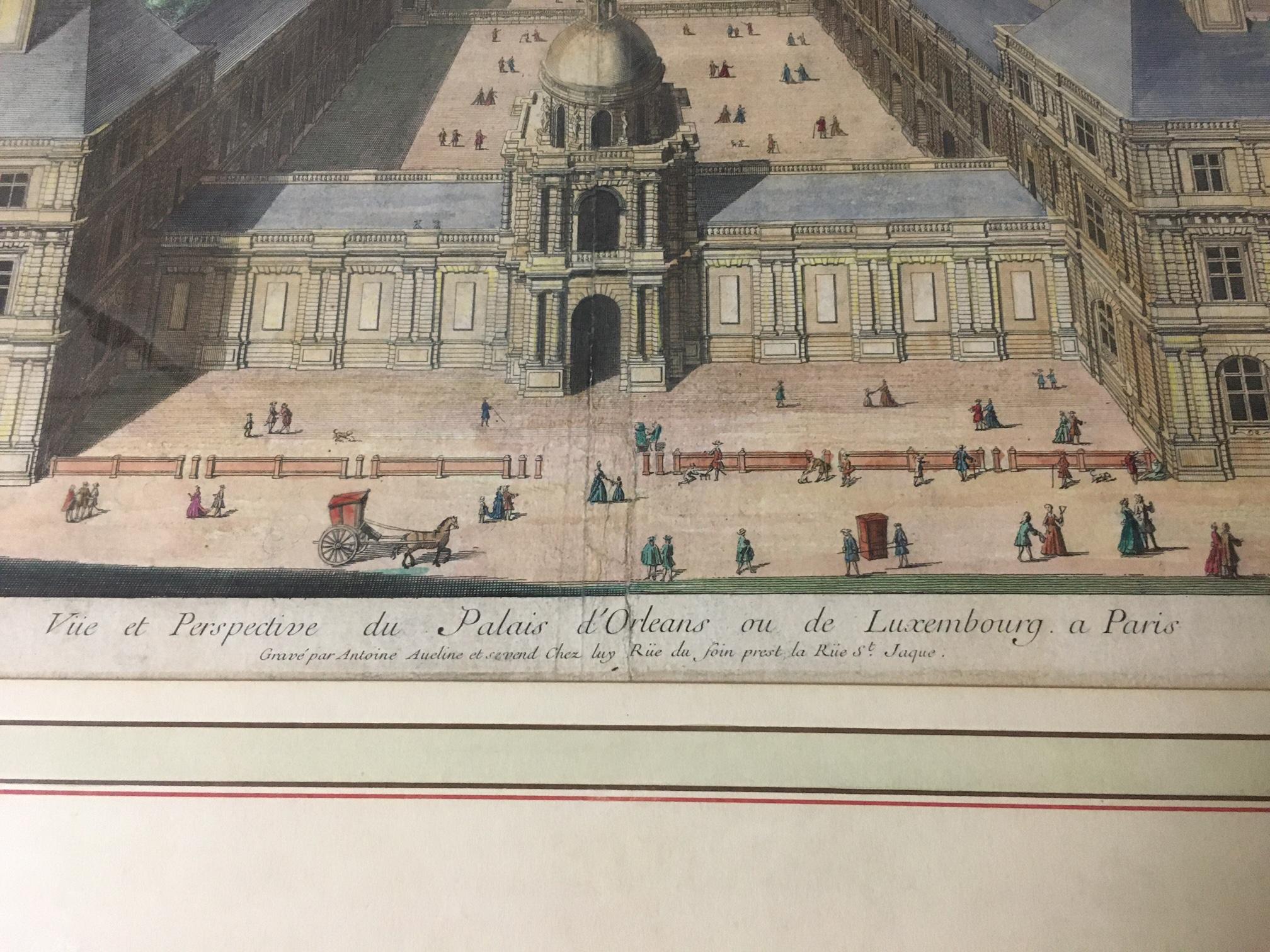 Jacques Rigaud Paris Engravings Pair 1713 with Gold Gilt Matted Frames For Sale 4