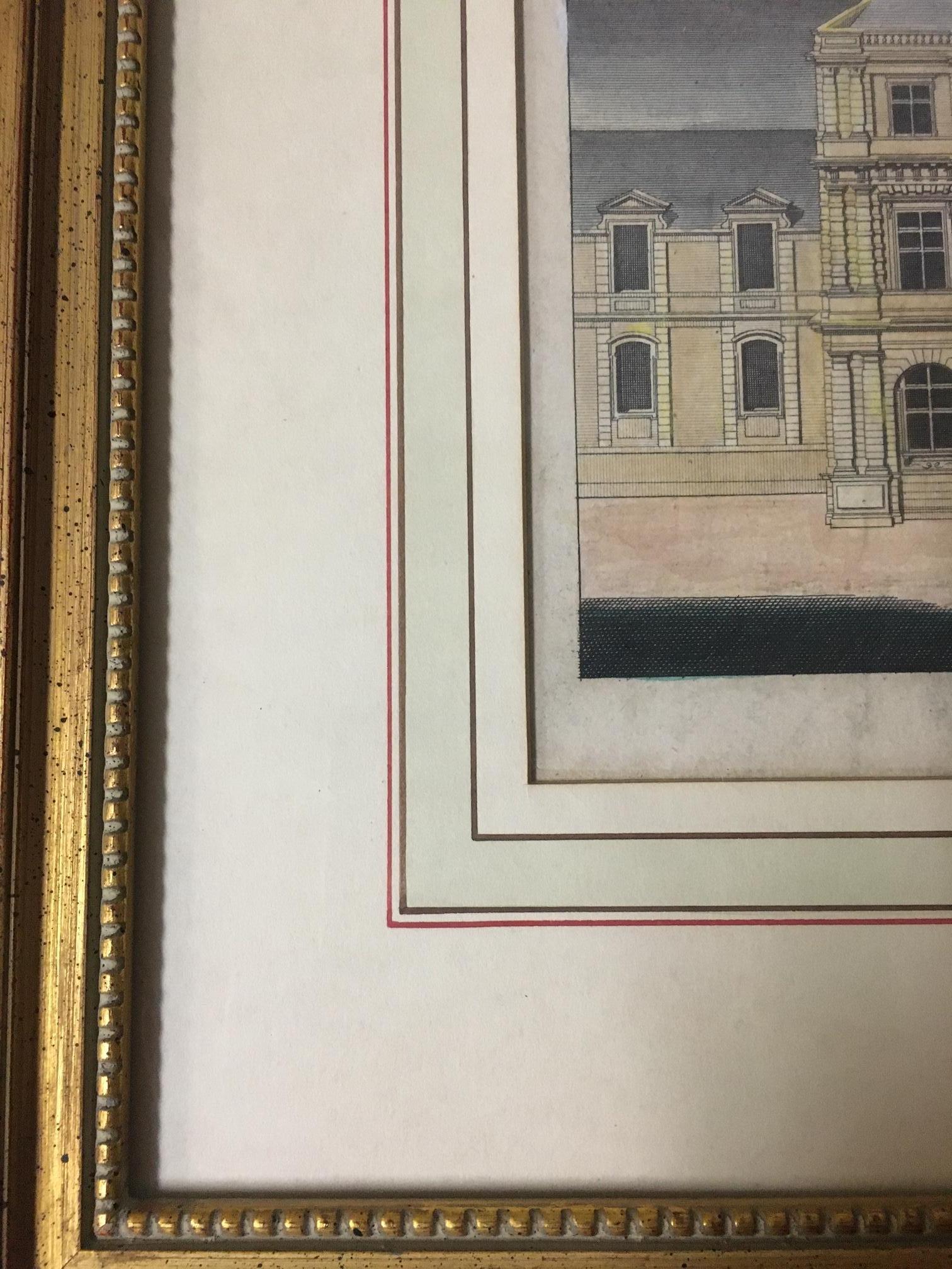 Jacques Rigaud Paris Engravings Pair 1713 with Gold Gilt Matted Frames For Sale 6
