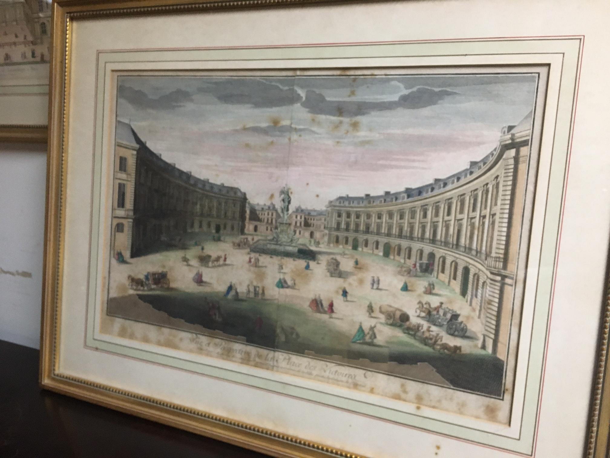 Jacques Rigaud Paris Engravings Pair 1713 with Gold Gilt Matted Frames For Sale 9