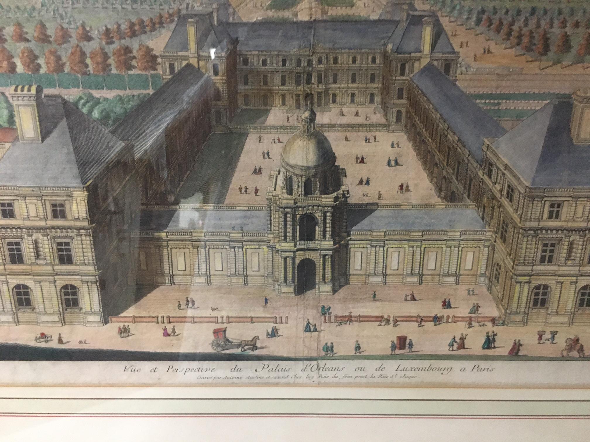 Jacques Rigaud Paris Engravings Pair 1713 with Gold Gilt Matted Frames In Good Condition For Sale In Savannah, GA