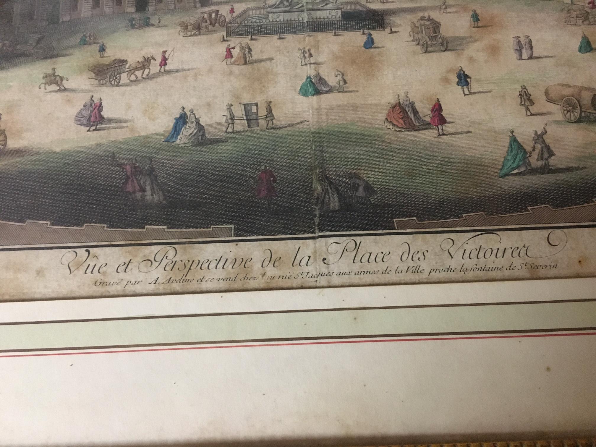 Early 18th Century Jacques Rigaud Paris Engravings Pair 1713 with Gold Gilt Matted Frames For Sale