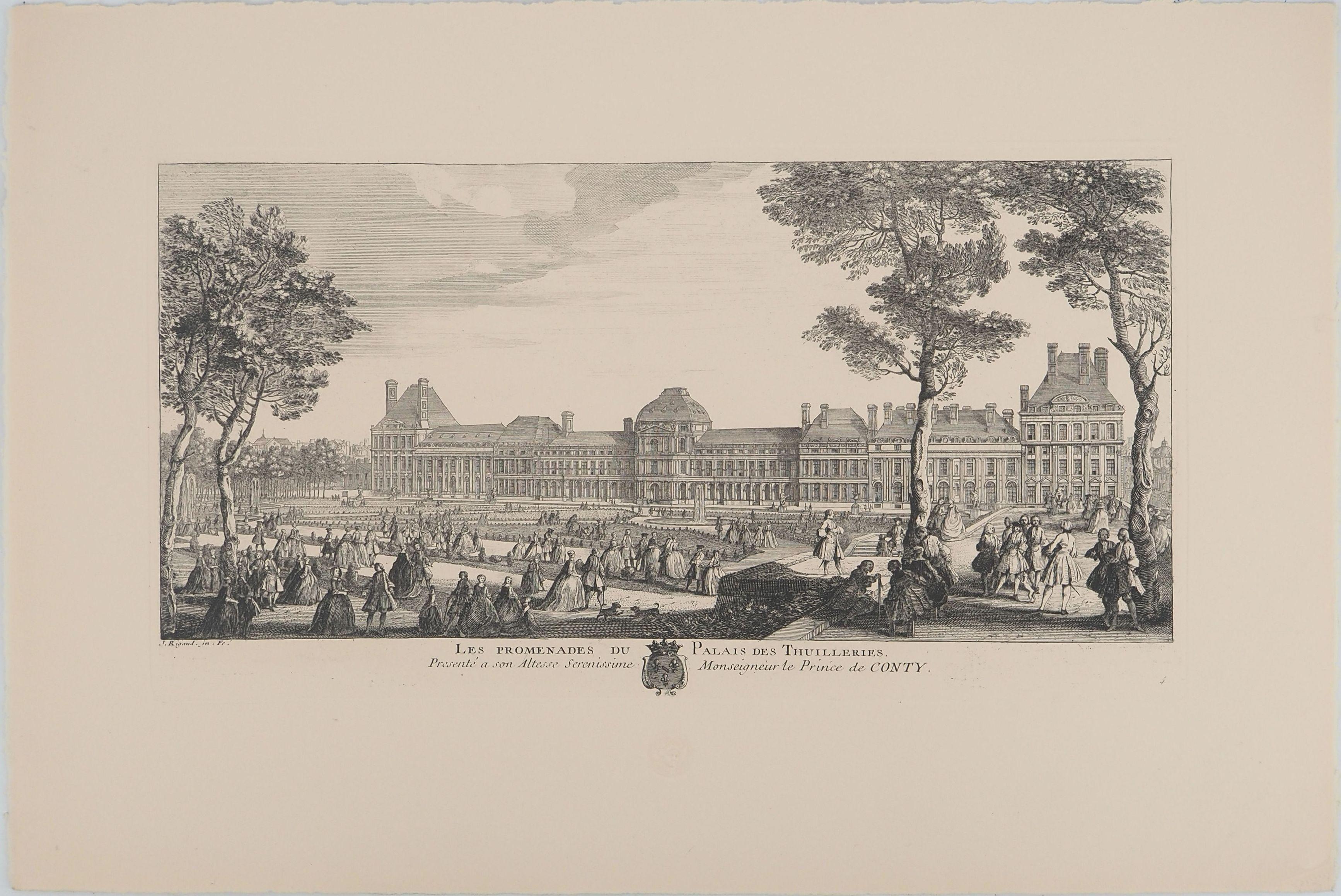 Old Tuileries Palace - Original etching, Signed - Print by Jacques RIGAUD