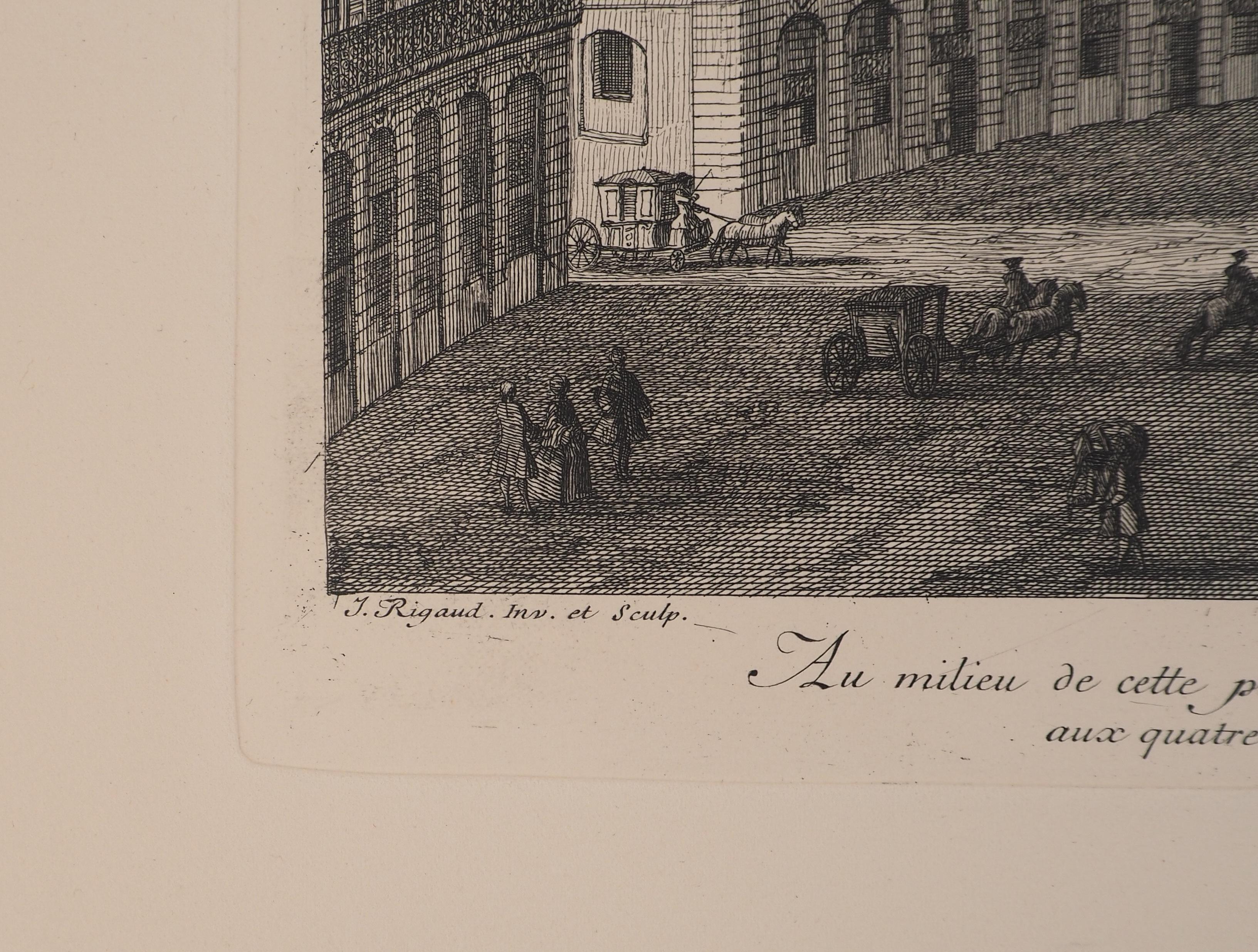 Statua di Luigi XIV - Acquaforte originale, firmata - Print Altro stile artistico di Jacques RIGAUD