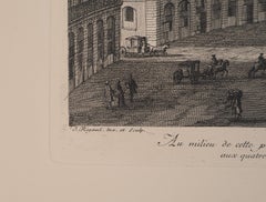 Statue of Louis XIV - Original etching, Signed