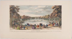 Antique The Royal Garden - Original etching and stencil, Signed