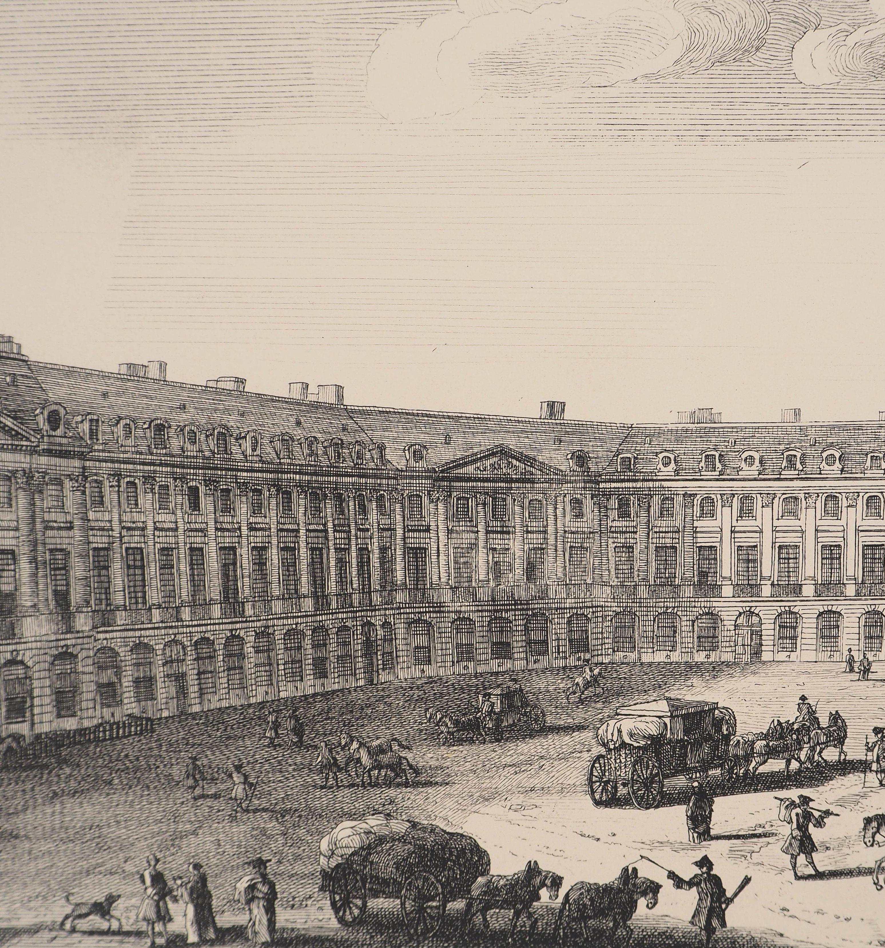 Parigi: Place Louis-le-Grand, ora Place Vandôme - Incisione originale, firmata in vendita 1