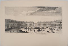 Antique Paris : Place Louis-le-Grand, Now Place Vandôme - Original etching, Signed