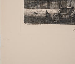 The Royal Square : A Glimpse of Old Paris - Original etching, Signed