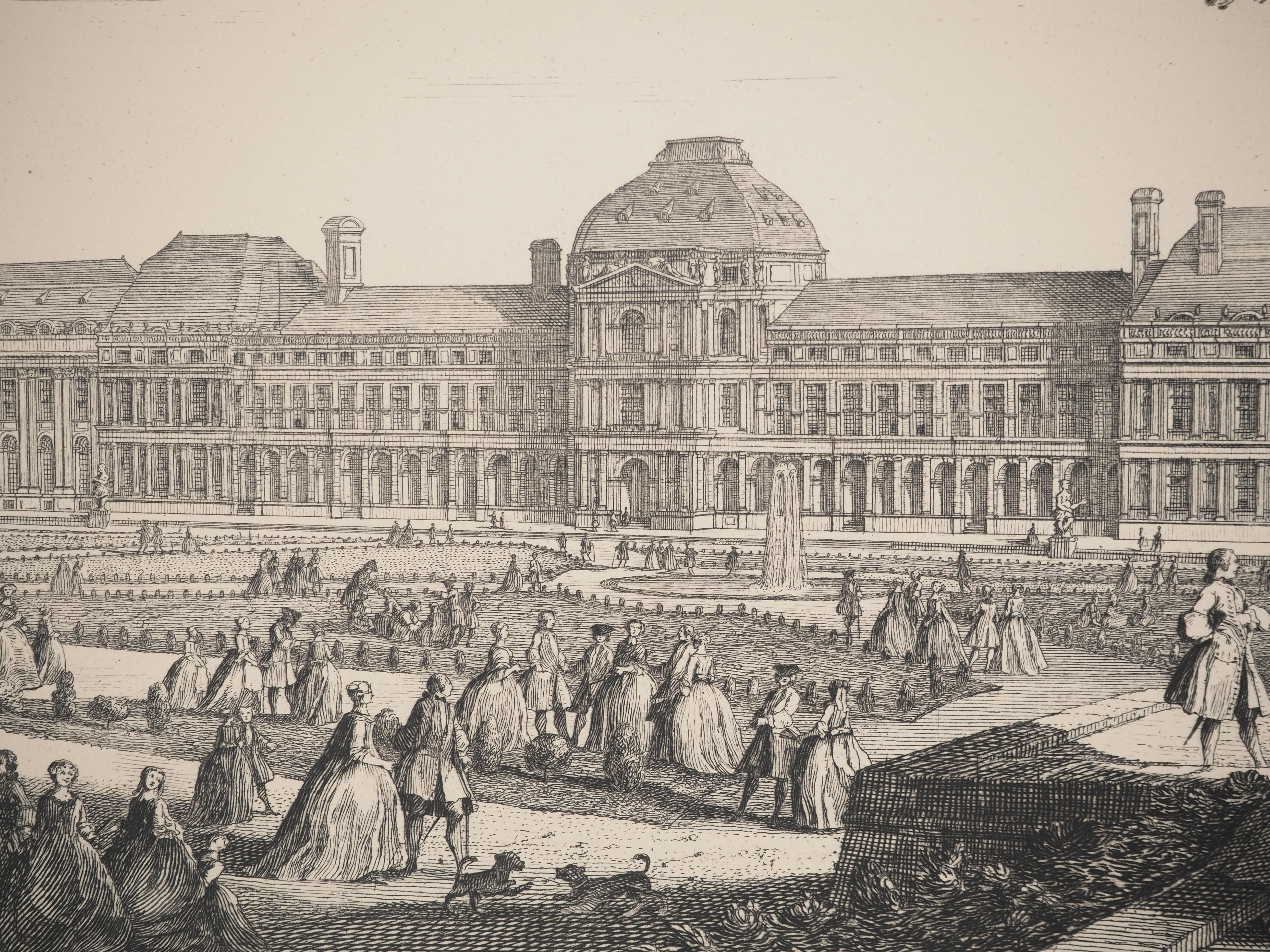 The Tuileries Palace : A Royal Residence - Original etching, Signed in vendita 1