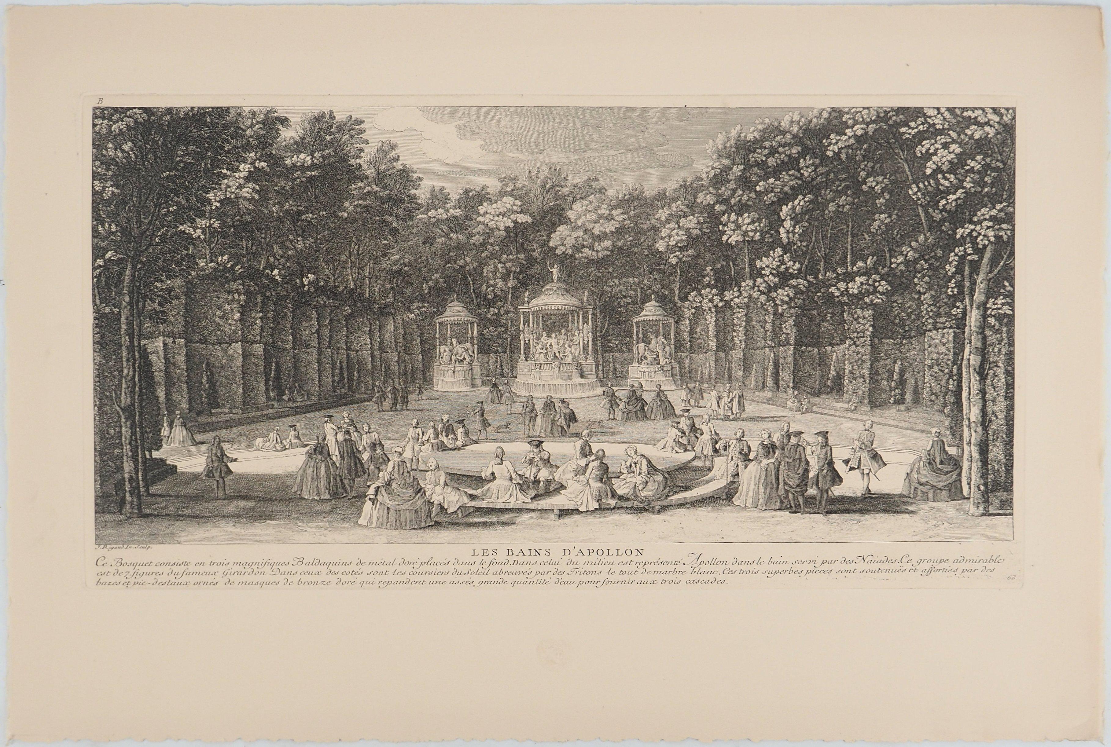 Versailles : Die Brunnen des Apollo - Original Radierung, Signiert – Print von Jacques RIGAUD