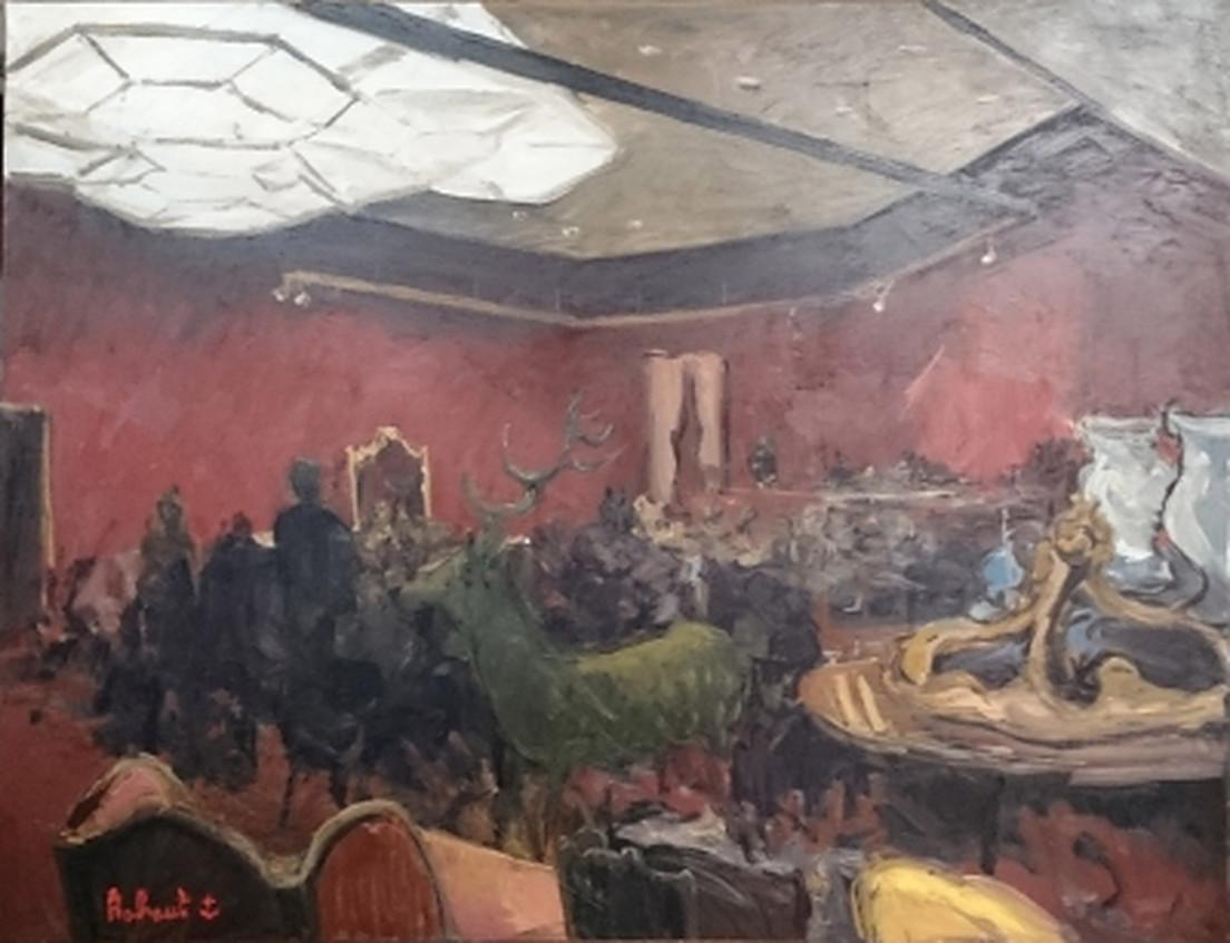 Jacques ROHAUT Interior Painting –  Paris Drout - Le Cerf en bronze aux enchres 