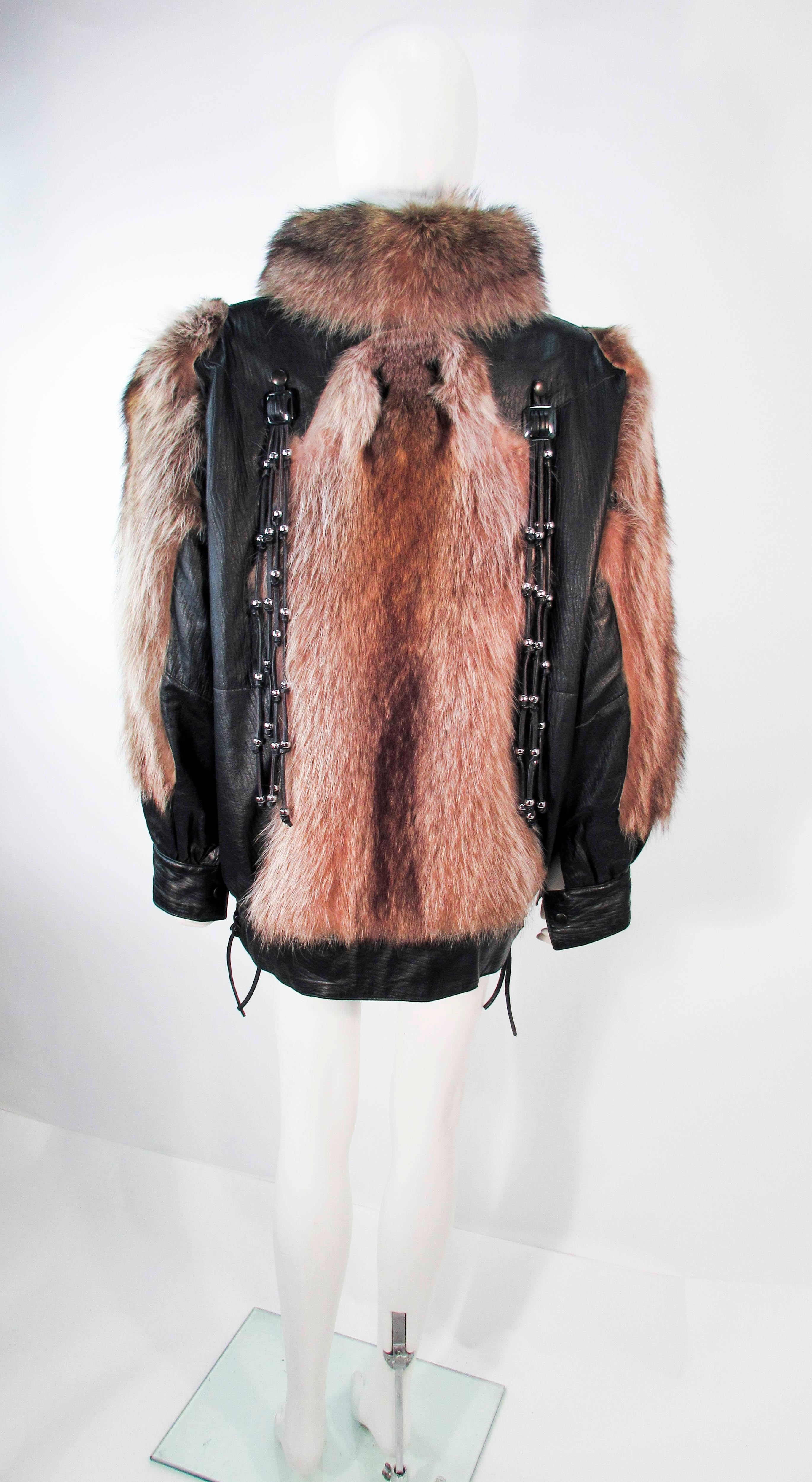 JACQUES SAINT LAURENT Raccoon Fur Jacket with Detachable Tassels Size 38 2