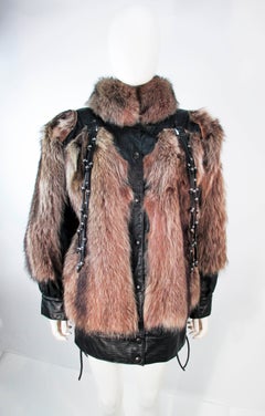 JACQUES SAINT LAURENT Raccoon Fur Jacket with Detachable Tassels Size 38
