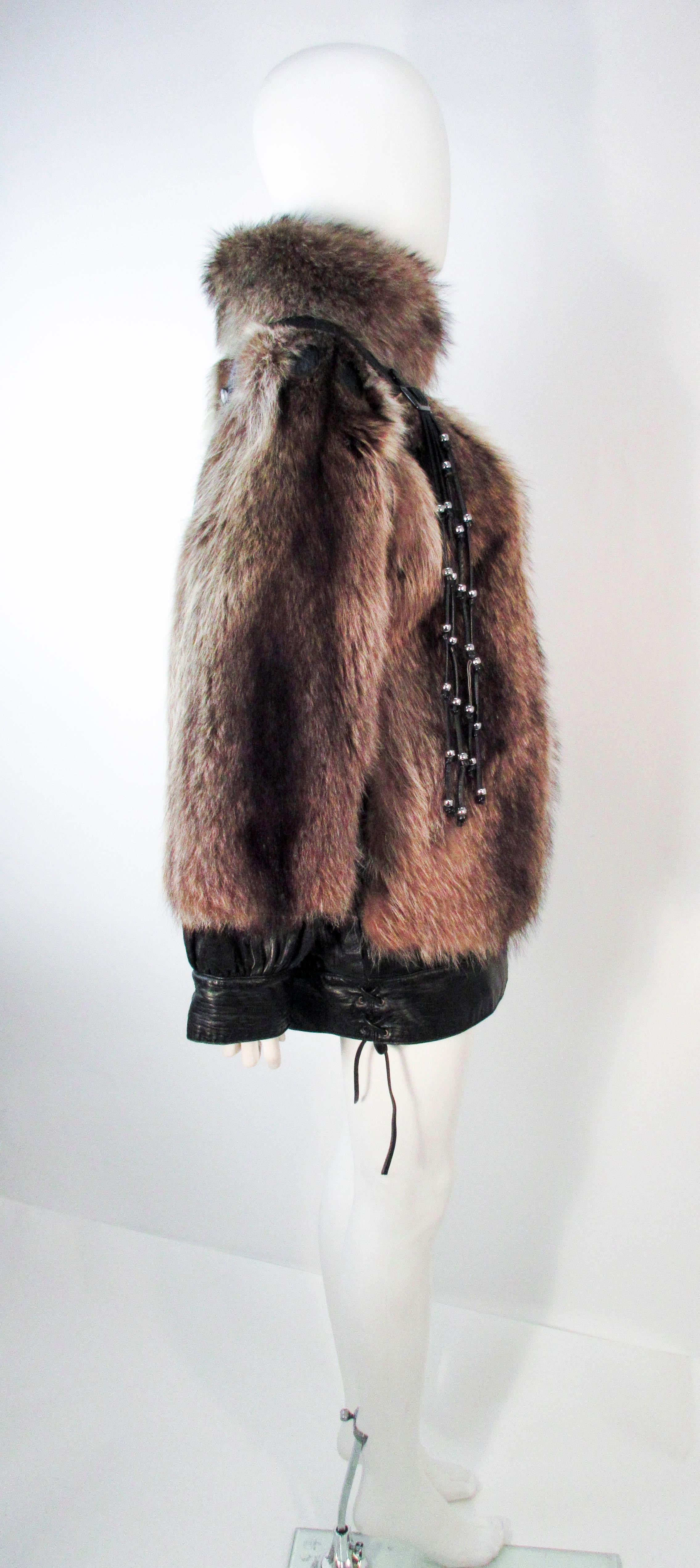 Women's JACQUES SAINT LAURENT Raccoon Fur Jacket with Detachable Tassels Size 38