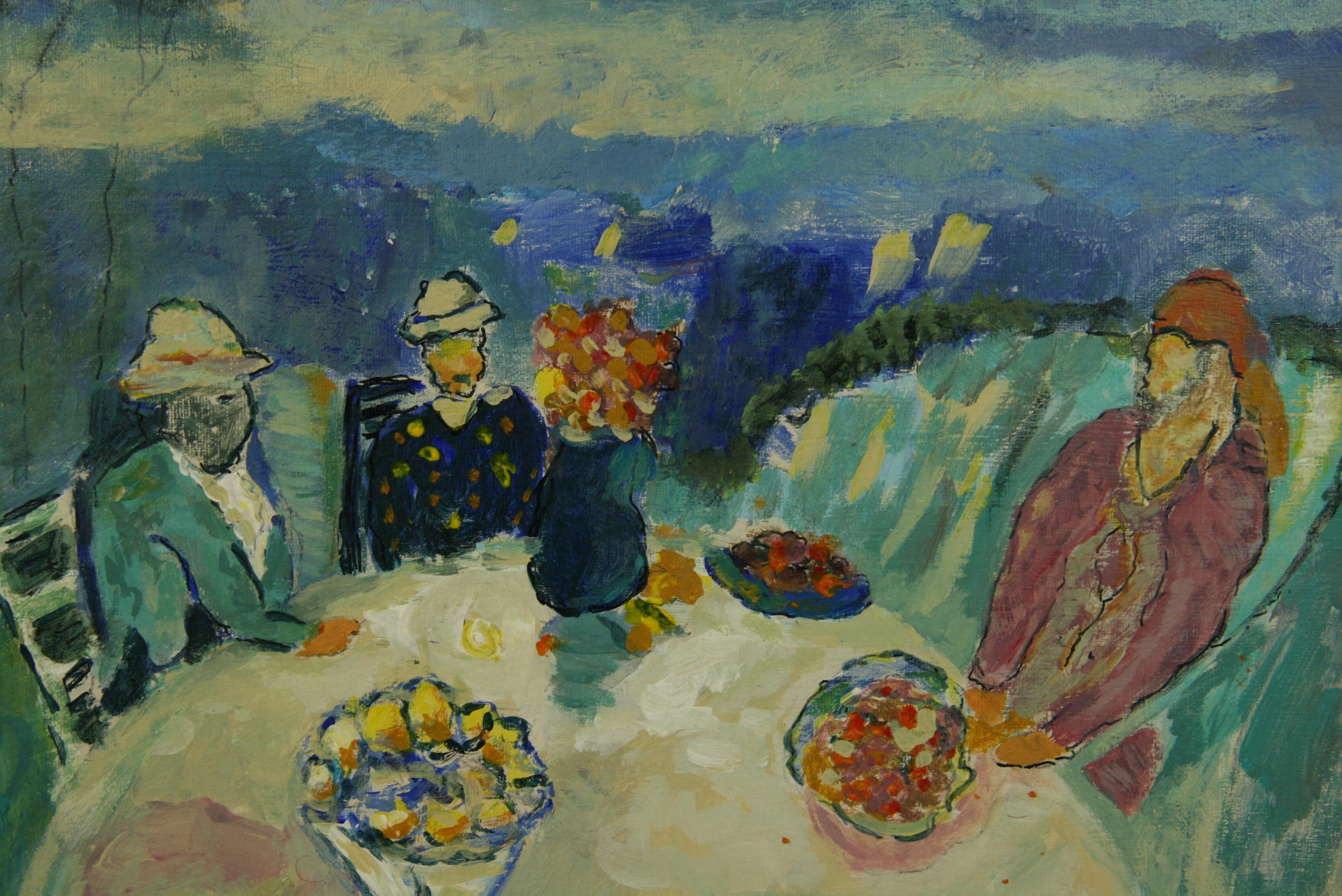 French Impressionist Afternoon Luncheon - Black Figurative Painting by Jacques Simons