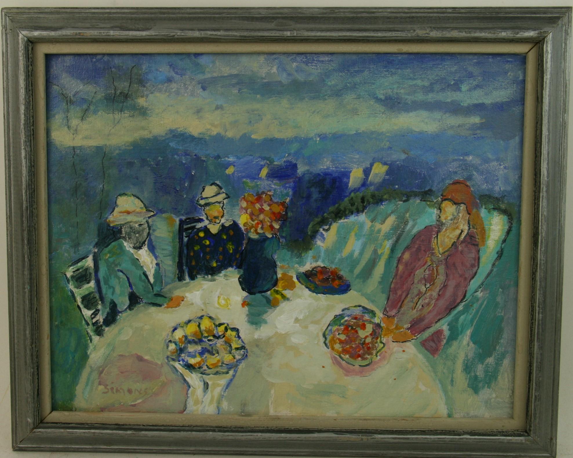 French Impressionist Afternoon Luncheon - Painting by Jacques Simons