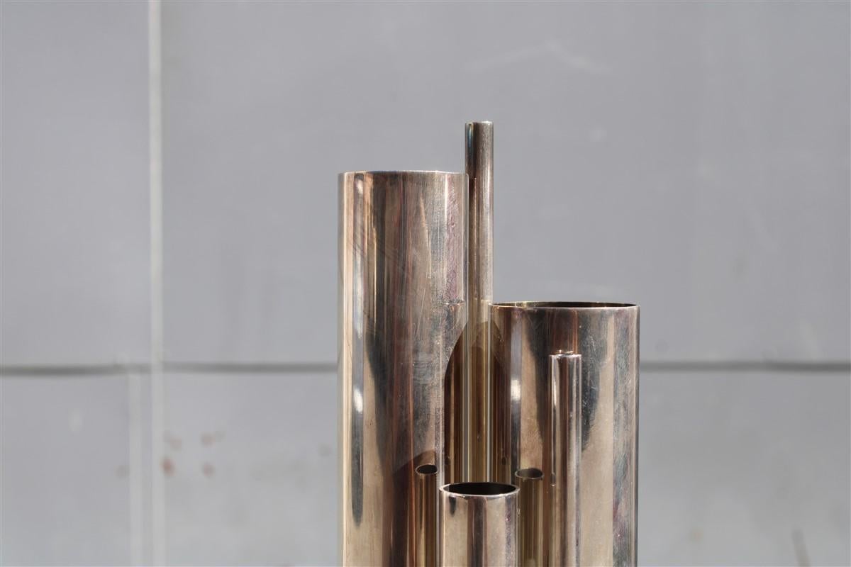 Mid-20th Century Minimal Vase Sculptural for Christofle 1960 Gio Ponti Silver Plate Style For Sale