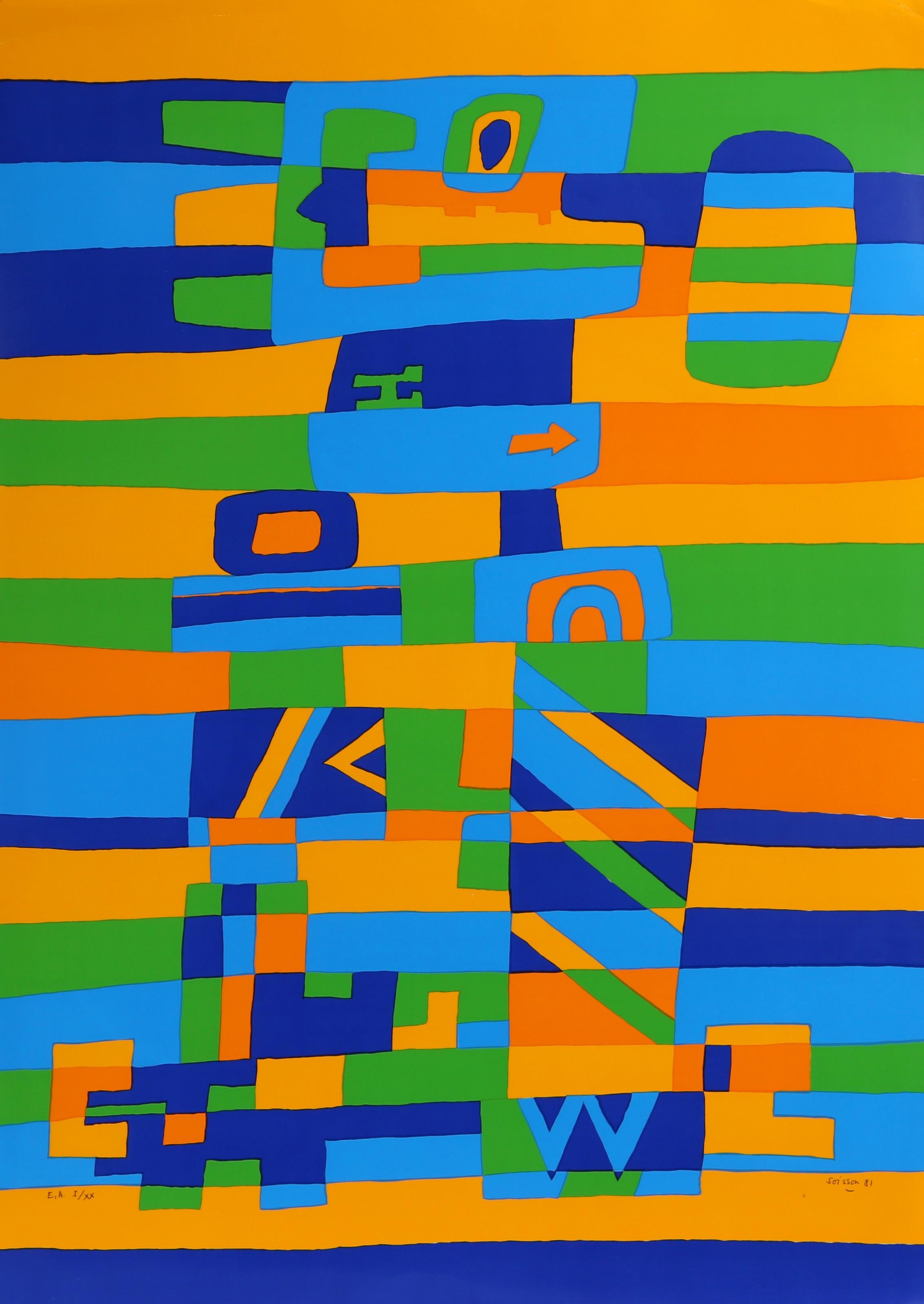 Tete Flame, serigrafía moderna de Jacques Soisson