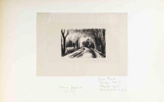 La route des arbres - Lithographie de Jacques Thévenet - Début du 20e siècle