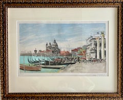 Ansicht von Venedig, Lithografie, signiert, nummeriert, 20. Jahrhundert, detailreich