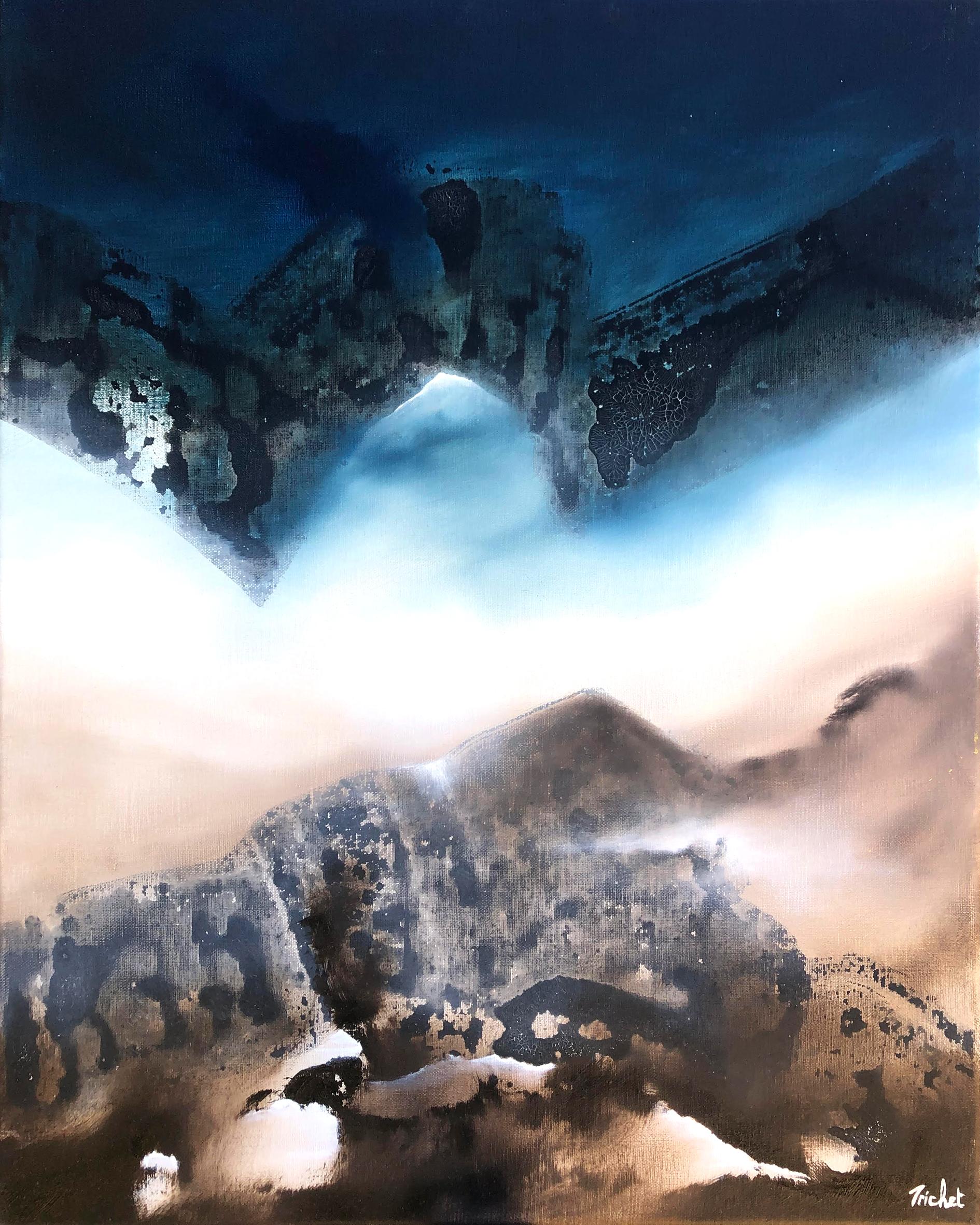 Olio su tela, firmato in basso a destra 

Jacques Trichet è un artista francese nato nel 1955 che vive e lavora a Saint Martin Lars a Sainte Hermine in Francia. Dopo un soggiorno in Messico nel 1978, dove scoprì i disegni Maya come una rivelazione,