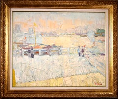 Port D'Amsterdam - Post Impressionist Oil, Landscape by Jacques Truphemus
