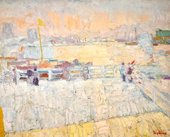 Port D'Amsterdam - Post Impressionist Oil, Landscape by Jacques Truphemus